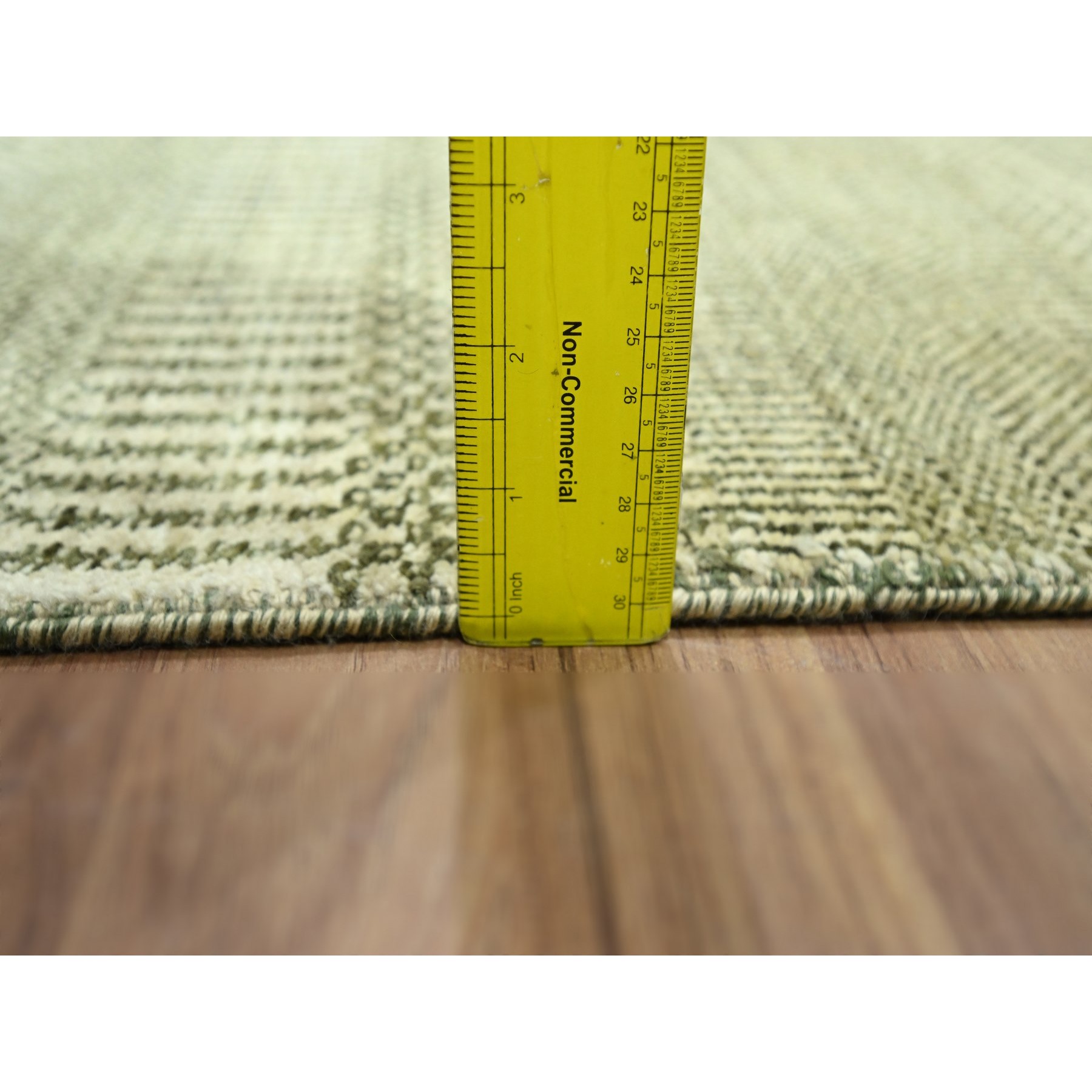 2'x3' Beige, Tone on Tone, Modern Grass Design, Hand Knotted, Wool with Touch of Silk, Lush and Plush, Sample, Mat, Oriental Rug Sh76450