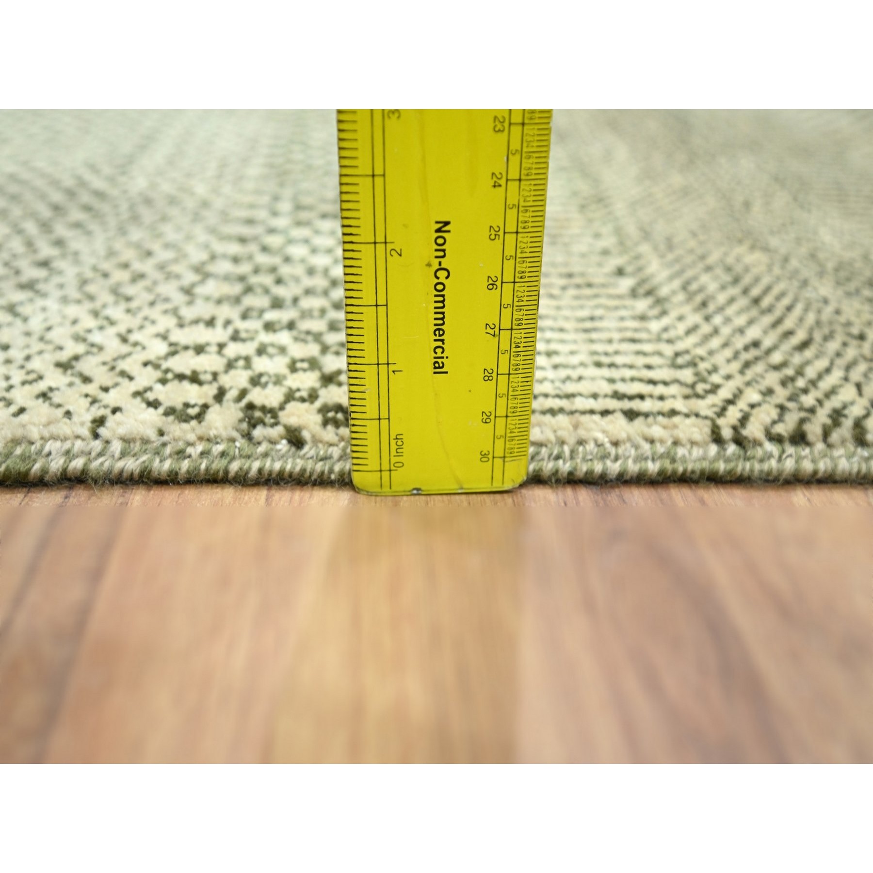 2'x3' Beige, Modern Grass Design, Hand Knotted, Tone on Tone, Wool with touch of Silk, Lush and Plush, Mat, Sample, Oriental Rug Sh76452