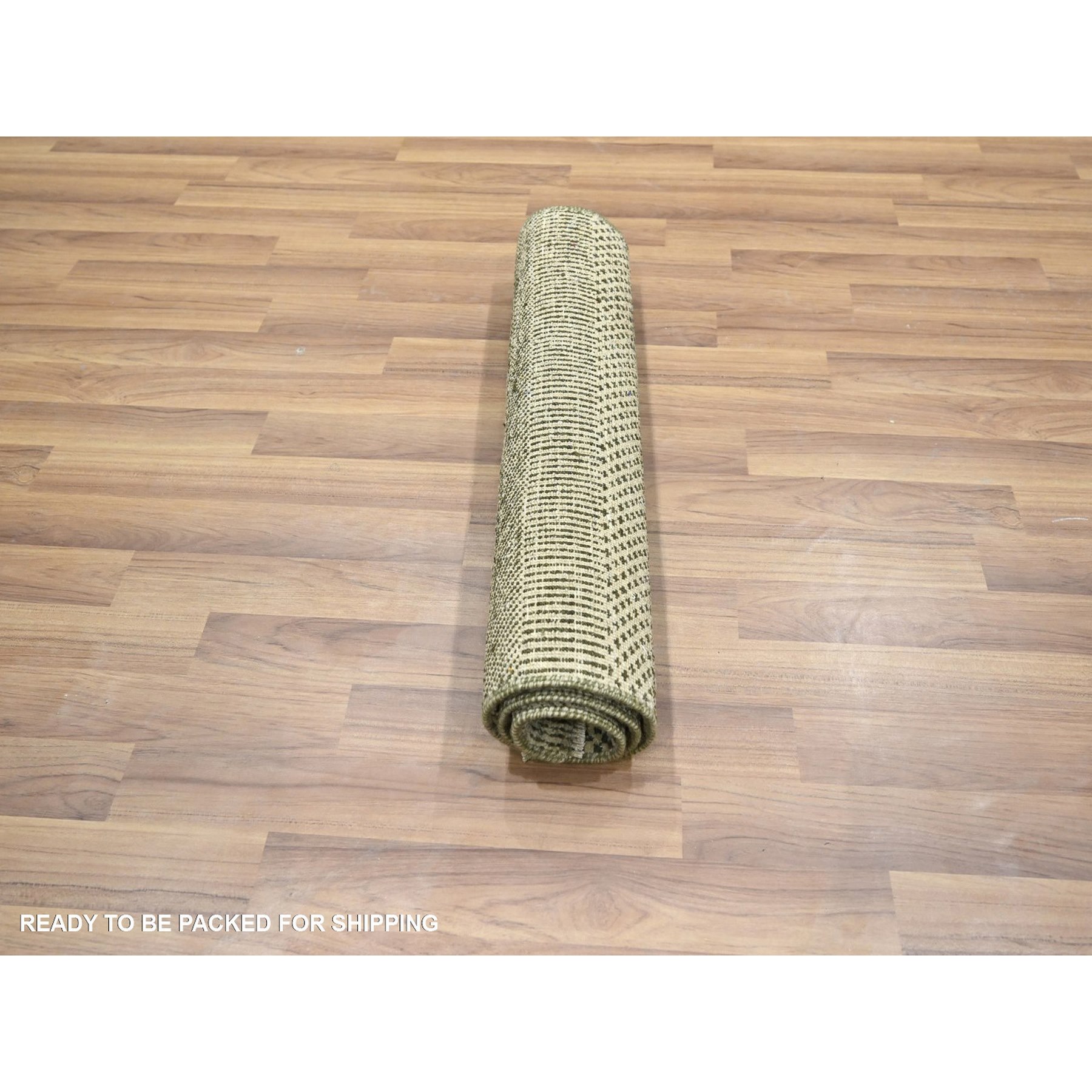 2'x3' Beige, Modern Grass Design, Hand Knotted, Tone on Tone, Wool with touch of Silk, Lush and Plush, Mat, Sample, Oriental Rug Sh76452