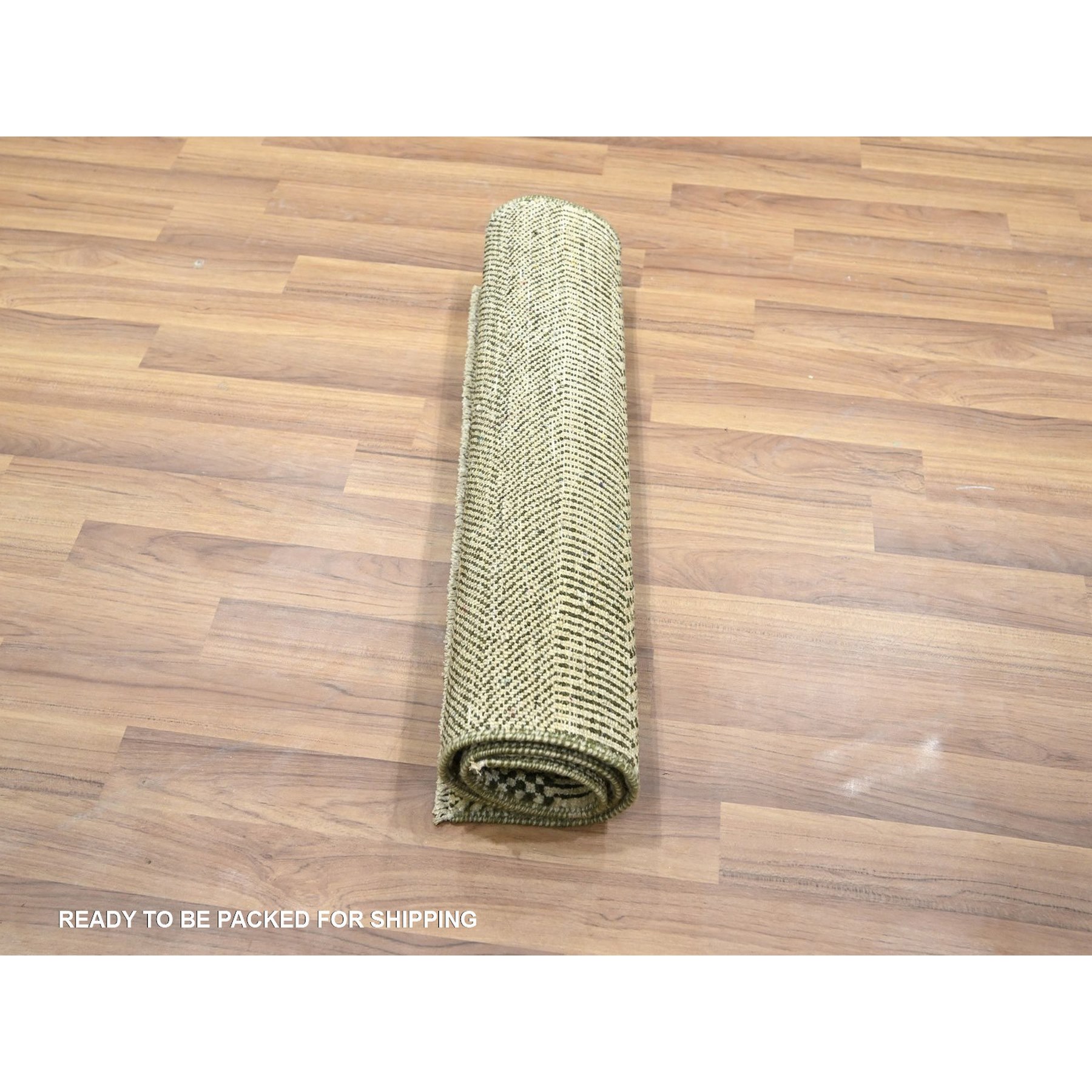 2'x3' Beige, Modern Grass Design, Hand Knotted, Tone on Tone, Lush and Plush, Wool with touch of Silk, Mat, Sample, Oriental Rug Sh76453