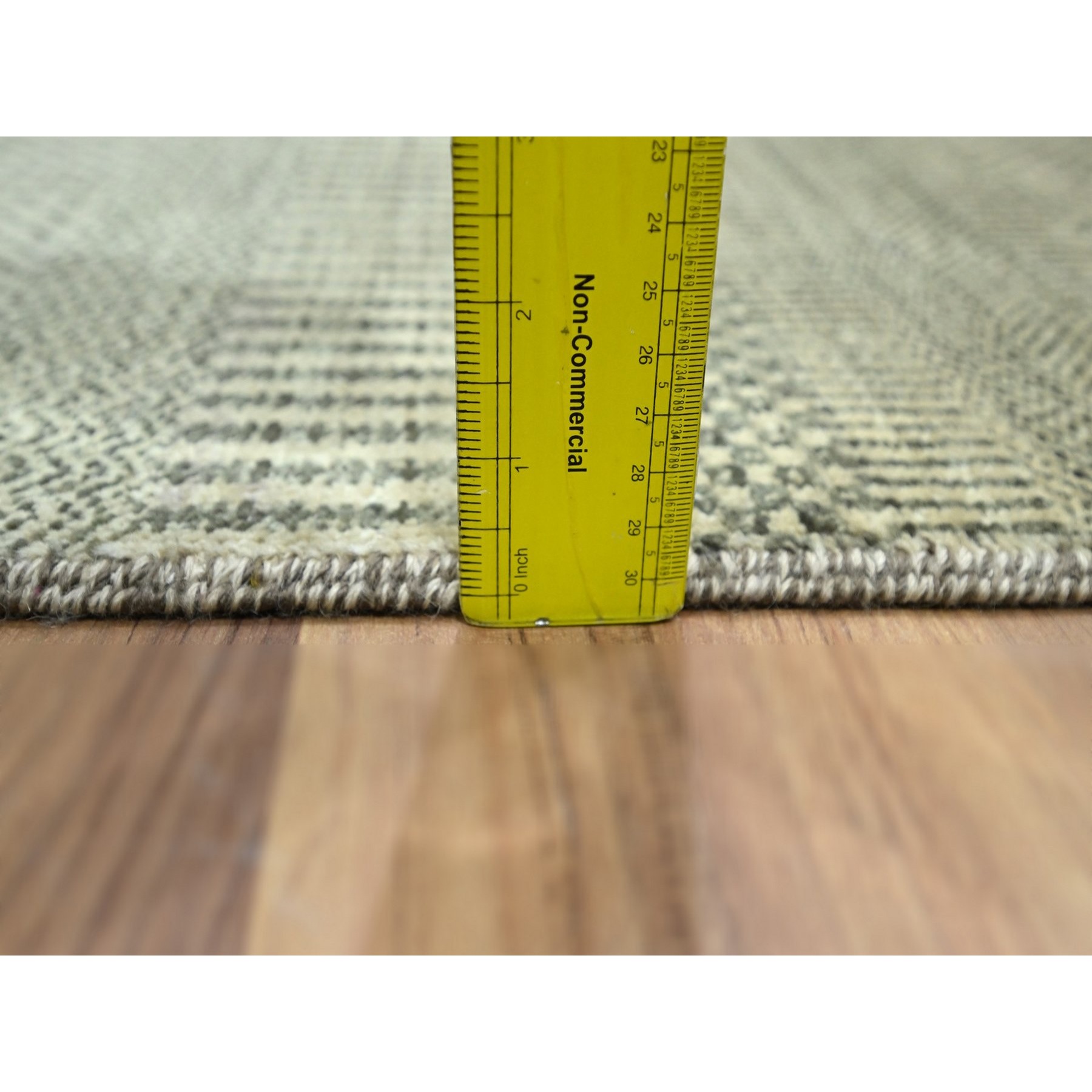 2'x3' Beige, Modern Grass Design, Wool with touch of Silk, Hand Knotted, Tone on Tone, Lush and Plush, Mat, Sample, Oriental Rug Sh76454