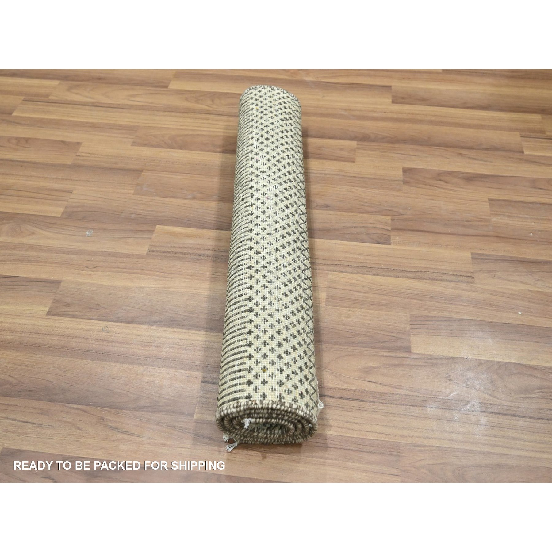 2'x3' Beige, Modern Grass Design, Wool with touch of Silk, Hand Knotted, Tone on Tone, Lush and Plush, Mat, Sample, Oriental Rug Sh76454