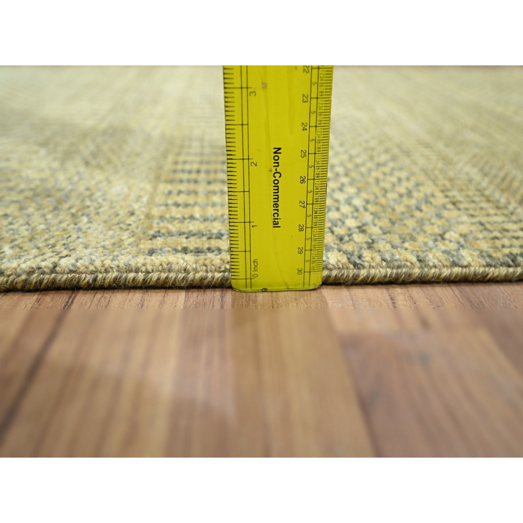 2'x3' Light Brown, Modern Grass Design, Hand Knotted, Wool with touch of Silk, Tone on Tone, Lush and Plush, Mat, Sample, Oriental Rug Sh76458