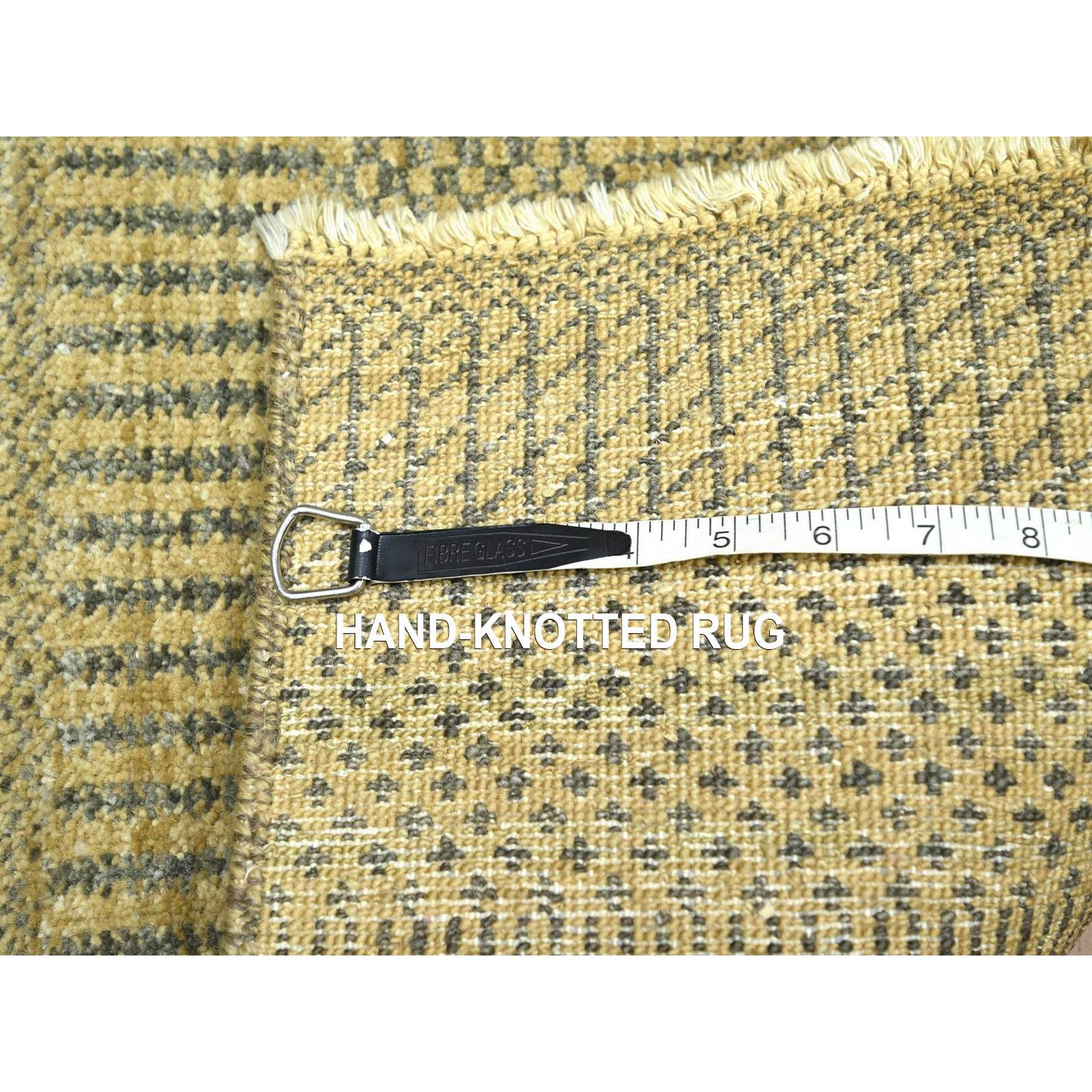 2'x3' Light Brown, Modern Grass Design, Hand Knotted, Wool with touch of Silk, Tone on Tone, Lush and Plush, Mat, Sample, Oriental Rug Sh76458