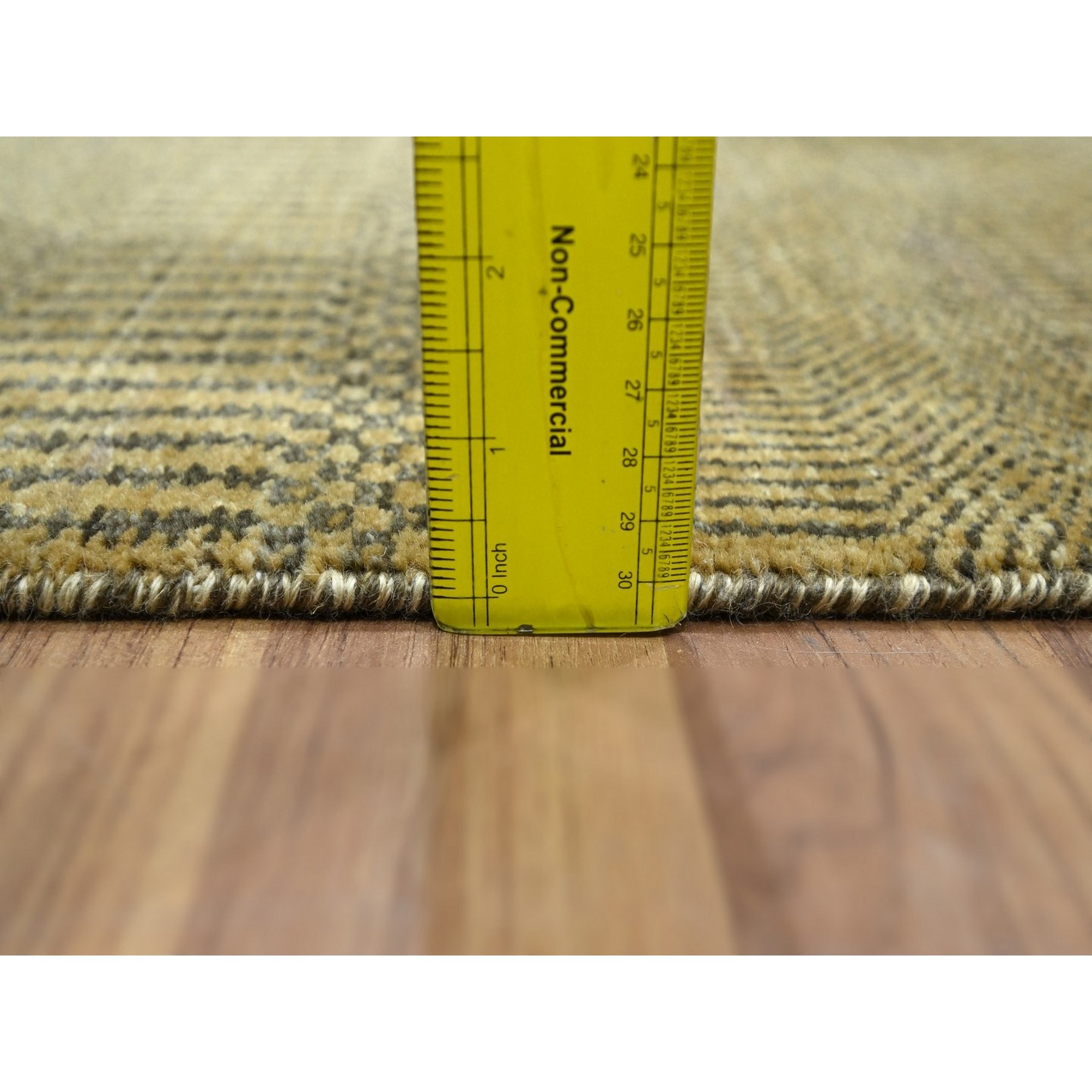 2'x3' Honey Brown, Modern Grass Design, Hand Knotted, Wool with touch of Silk, Tone on Tone, Lush and Plush, Mat, Sample, Oriental Rug Sh76459