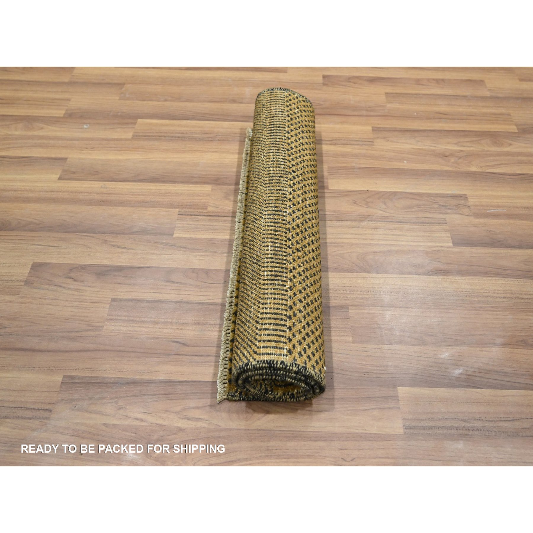 2'x3' Light Brown, Modern Grass Design, Hand Knotted, Wool with touch of Silk, Lush and Plush, Tone on Tone, Sample, Mat, Oriental Rug Sh76460