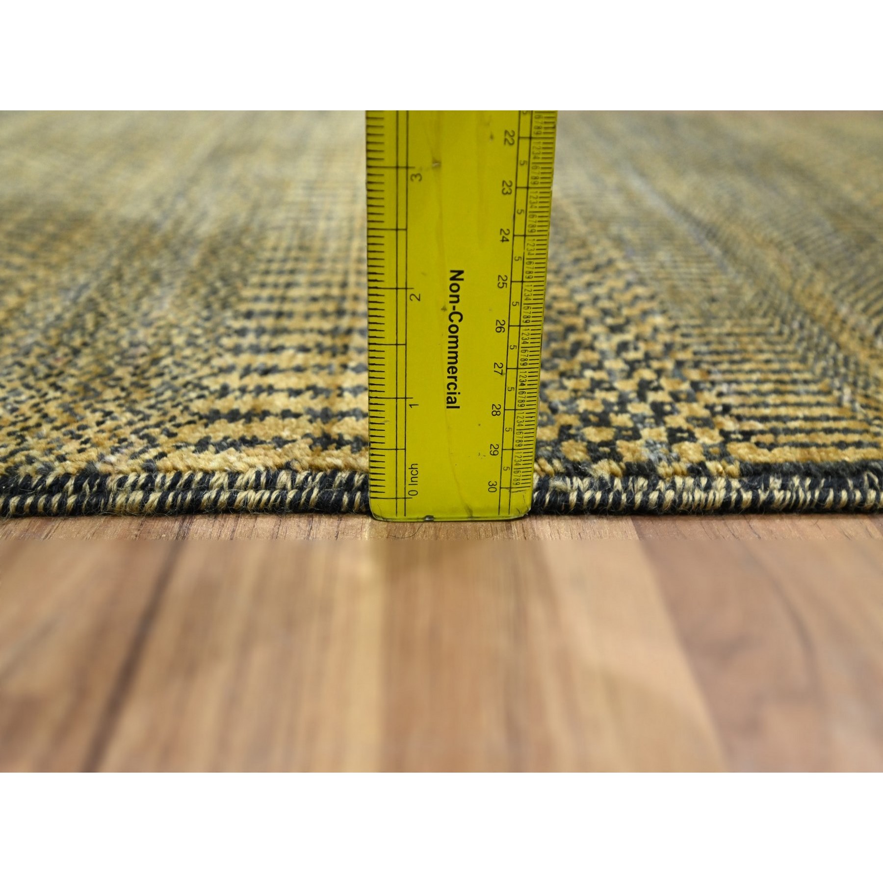 2'x3' Golden Brown, Modern Grass Design, Hand Knotted, Wool with touch of Silk, Tone on Tone, Lush and Plush, Mat, Sample, Oriental Rug Sh76462
