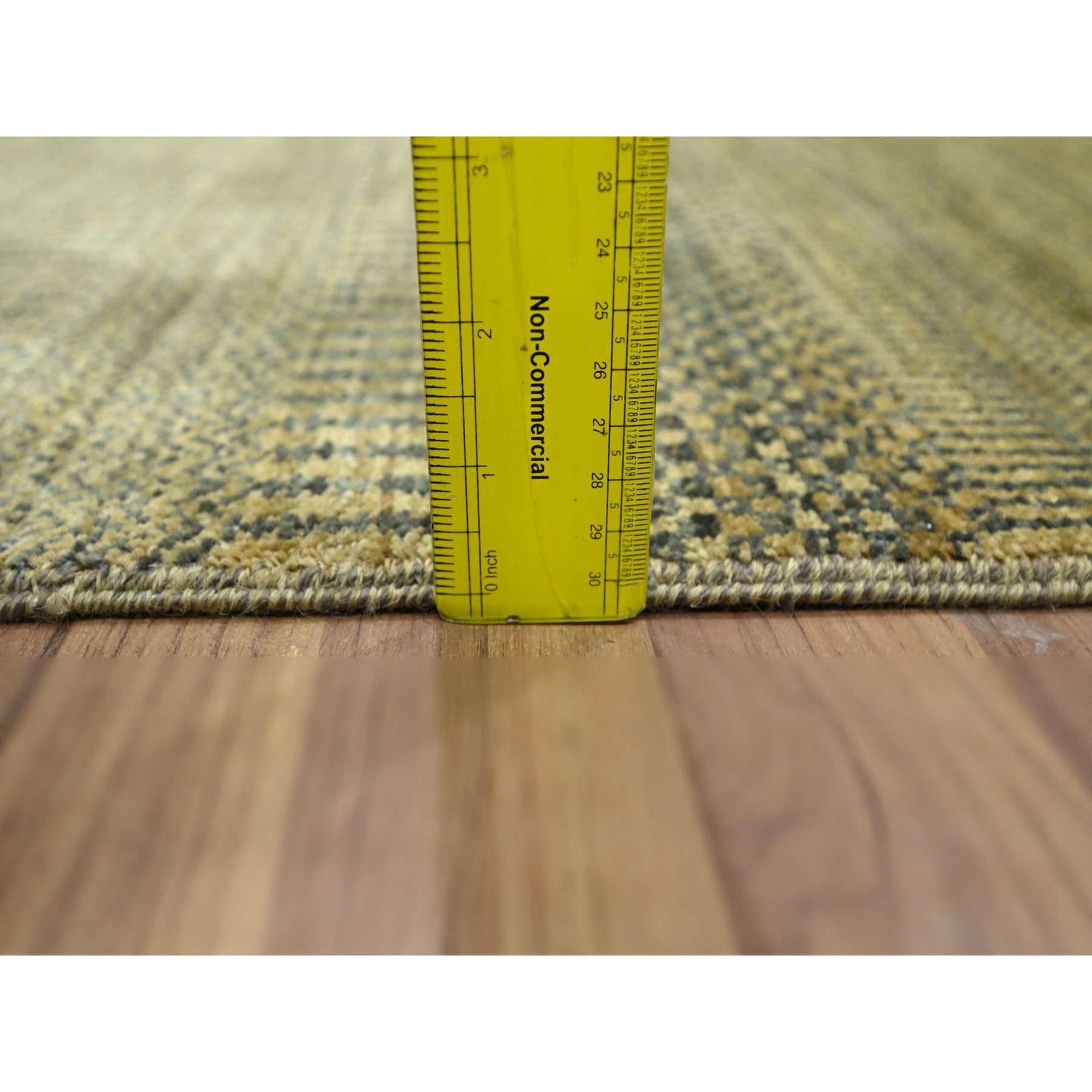 2'x3' Golden Brown, Modern Grass Design, Tone on Tone, Hand Knotted, Wool with touch of Silk, Lush and Plush, Mat, Sample, Oriental Rug Sh76463