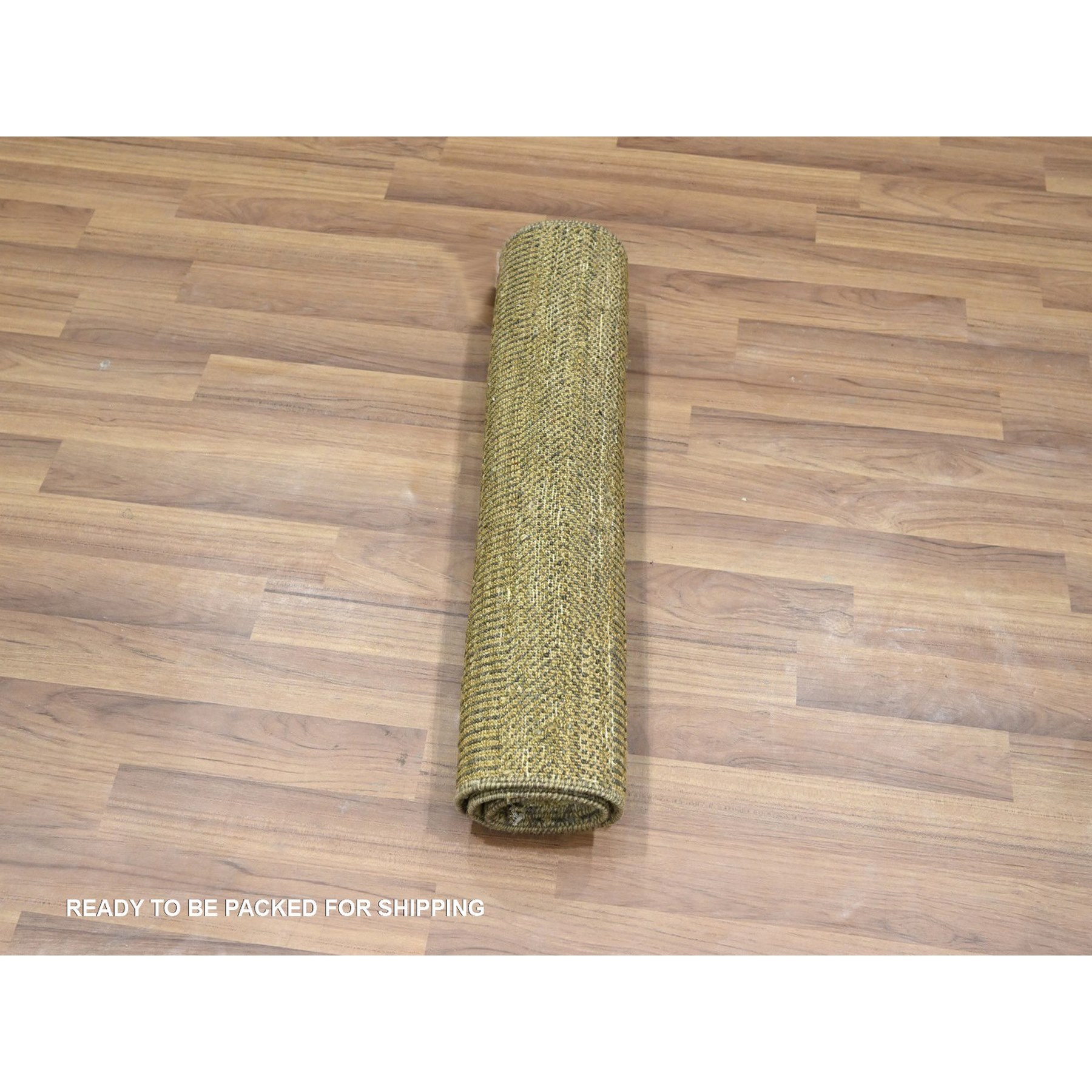 2'x3' Golden Brown, Modern Grass Design, Tone on Tone, Hand Knotted, Wool with touch of Silk, Lush and Plush, Mat, Sample, Oriental Rug Sh76463