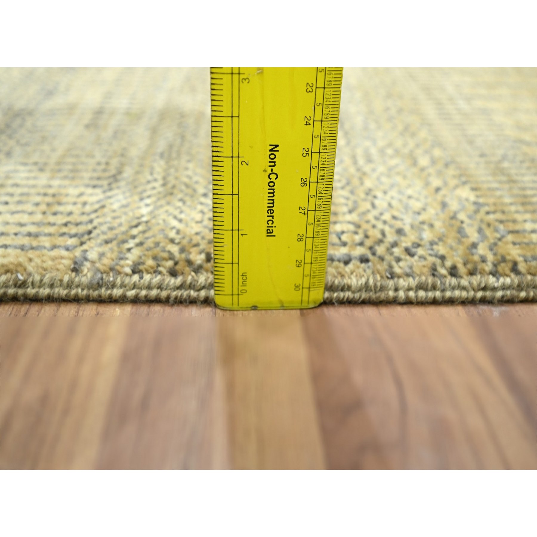 2'x3' Honey Brown, Modern Grass Design, Hand Knotted, Wool with touch of Silk, Tone on Tone, Lush and Plush, Mat, Sample, Oriental Rug Sh76465