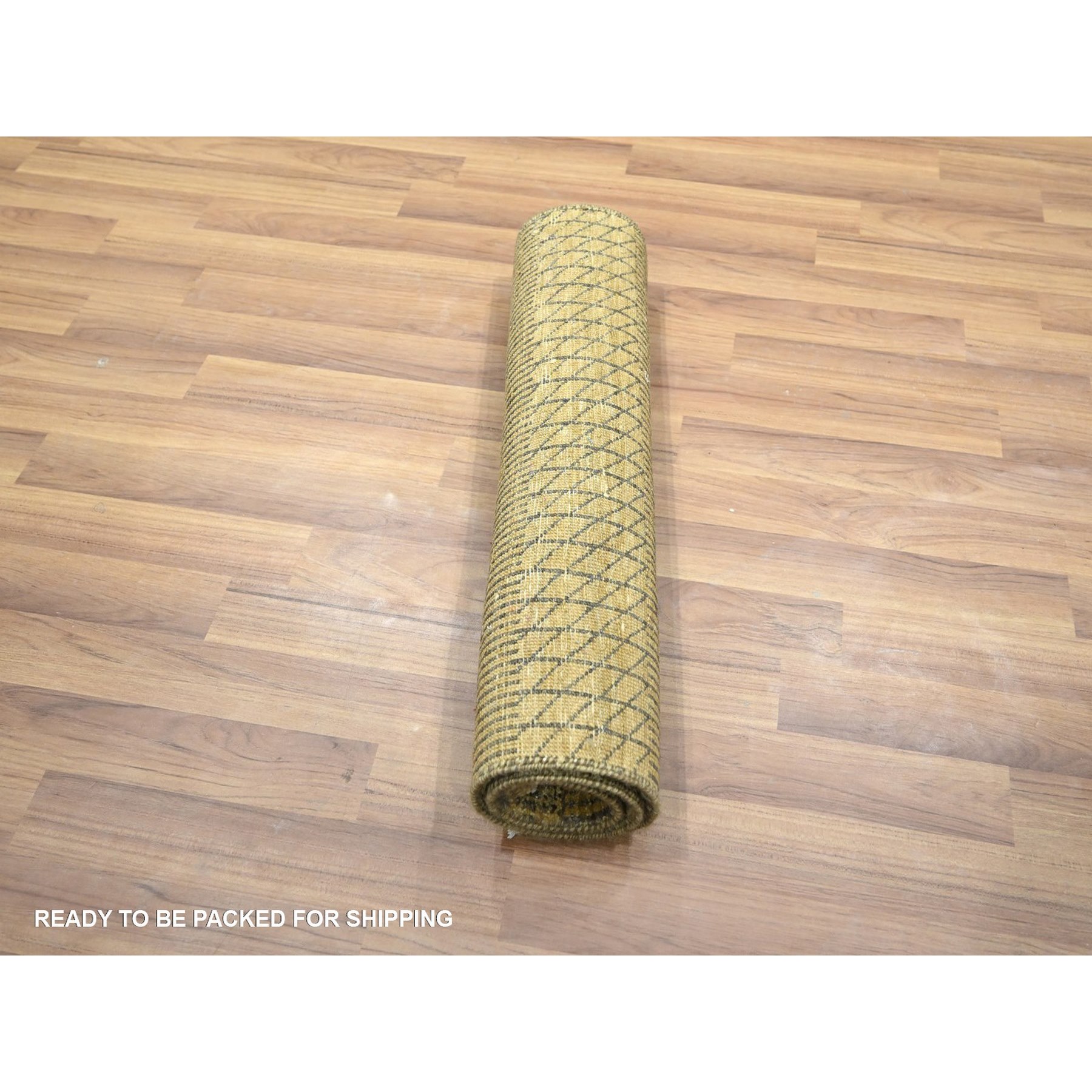 2'x3' Honey Brown, Modern Grass Design, Hand Knotted, Wool with touch of Silk, Tone on Tone, Lush and Plush, Mat, Sample, Oriental Rug Sh76465