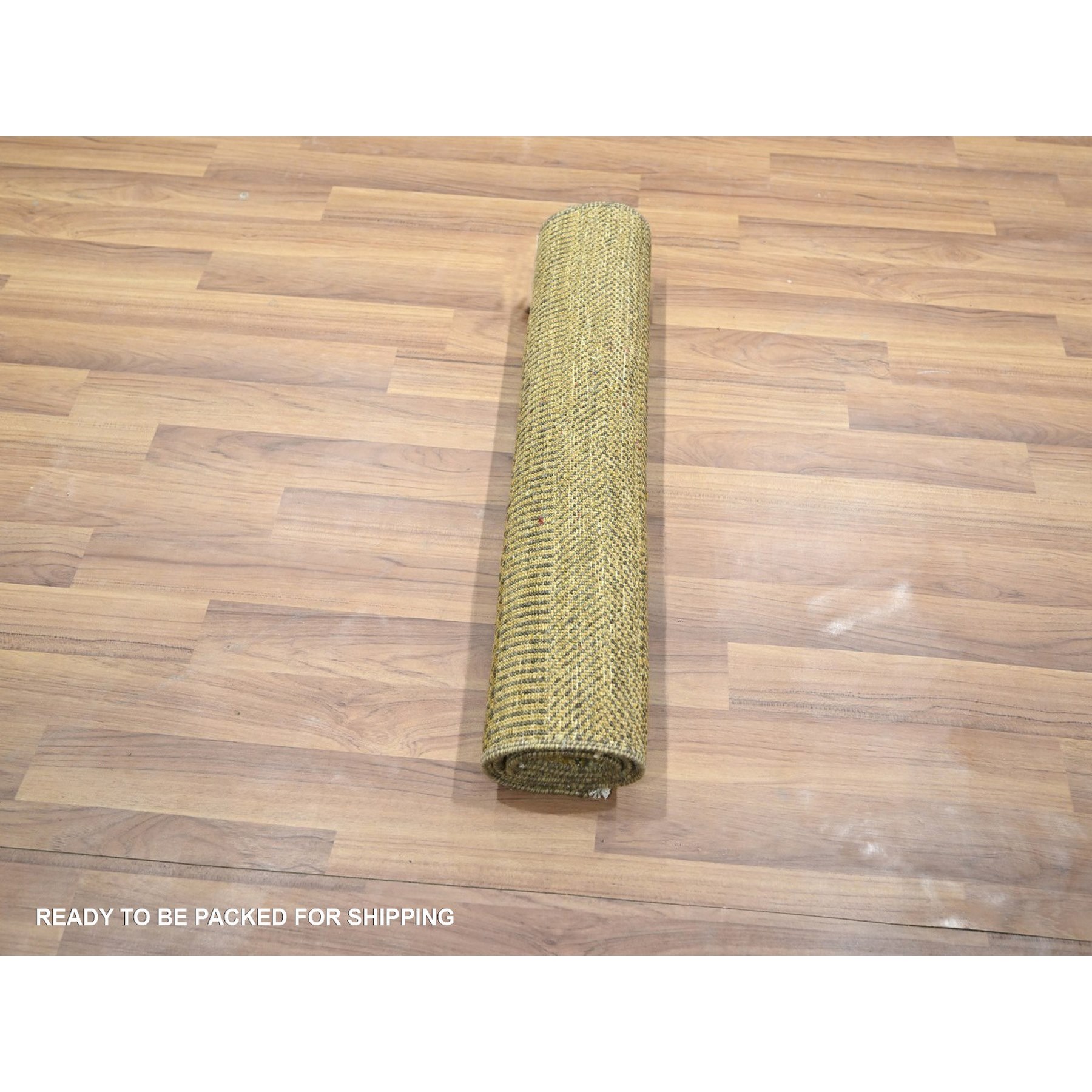 2'x3' Ecru Brown, Modern Grass Design, Hand Knotted, Wool with touch of Silk, Tone on Tone, Lush and Plush, Mat, Sample, Oriental Rug Sh76466