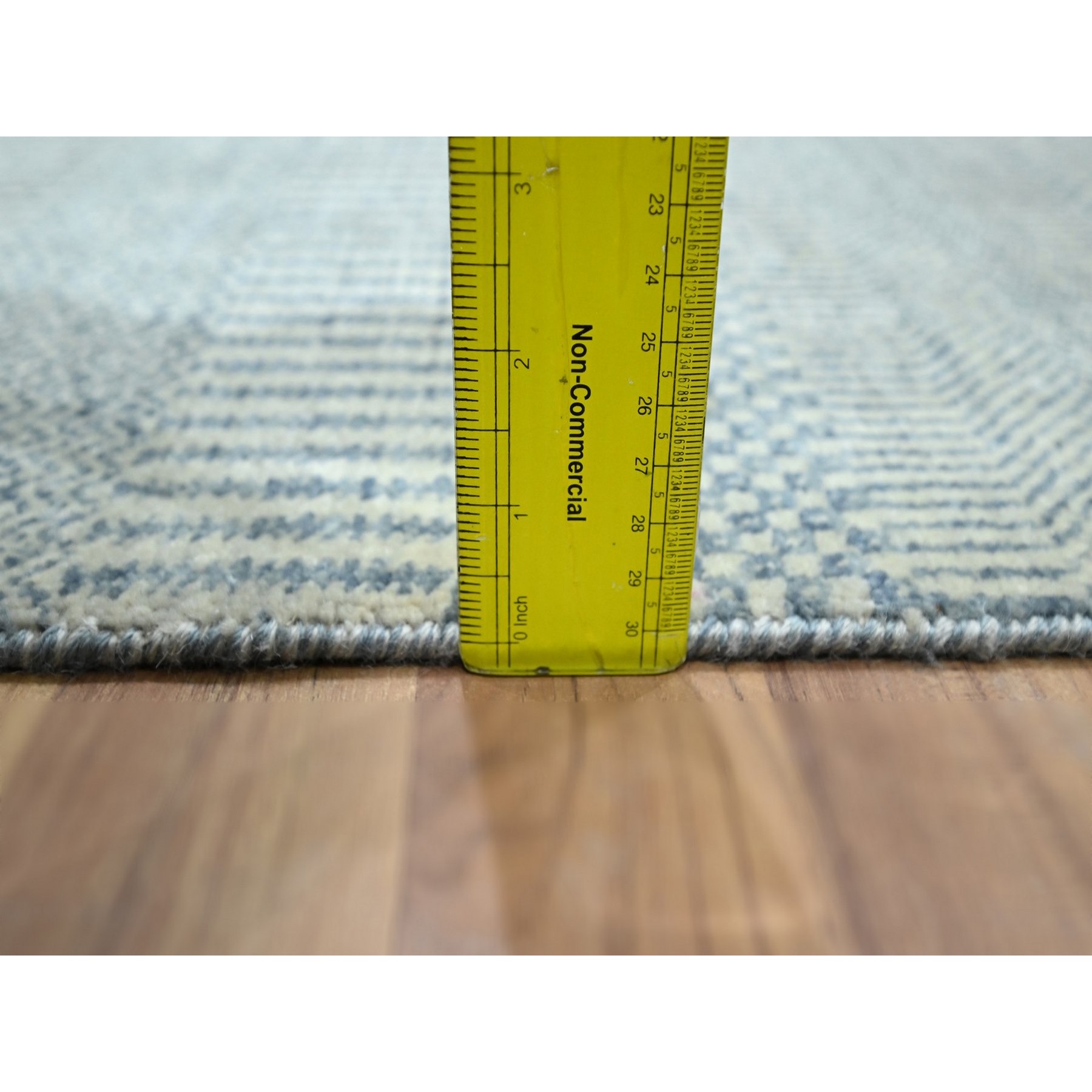 2'x3' Ruddy Blue, Modern Grass Design, Hand Knotted, Wool with touch of Silk, Tone on Tone, Lush and Plush, Sample, Mat, Oriental Rug Sh76468