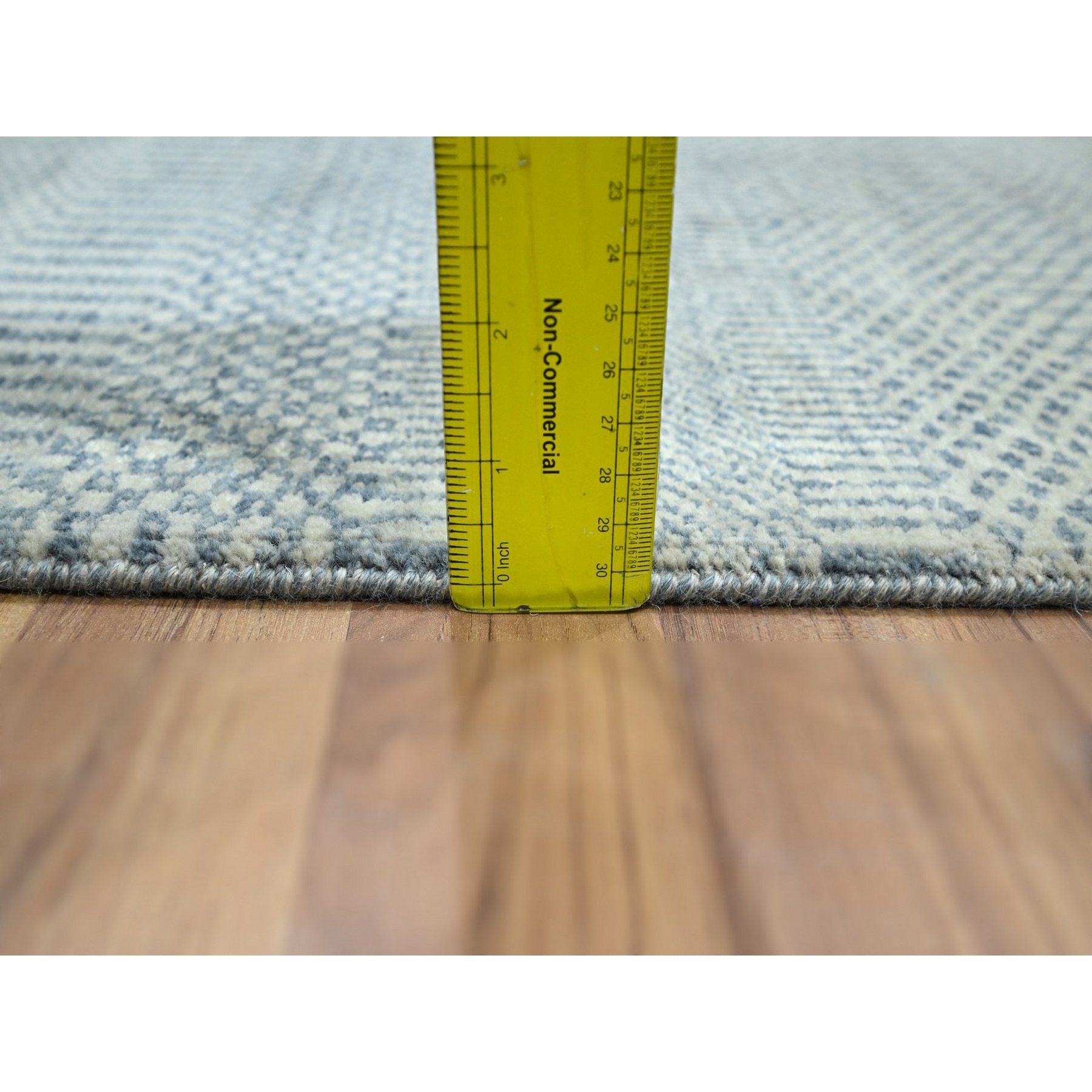 2'x3' Yonder Blue, Tone on Tone, Modern Grass Design, Hand Knotted, Wool with touch of Silk, Lush and Plush, Mat, Sample, Oriental Rug Sh76469