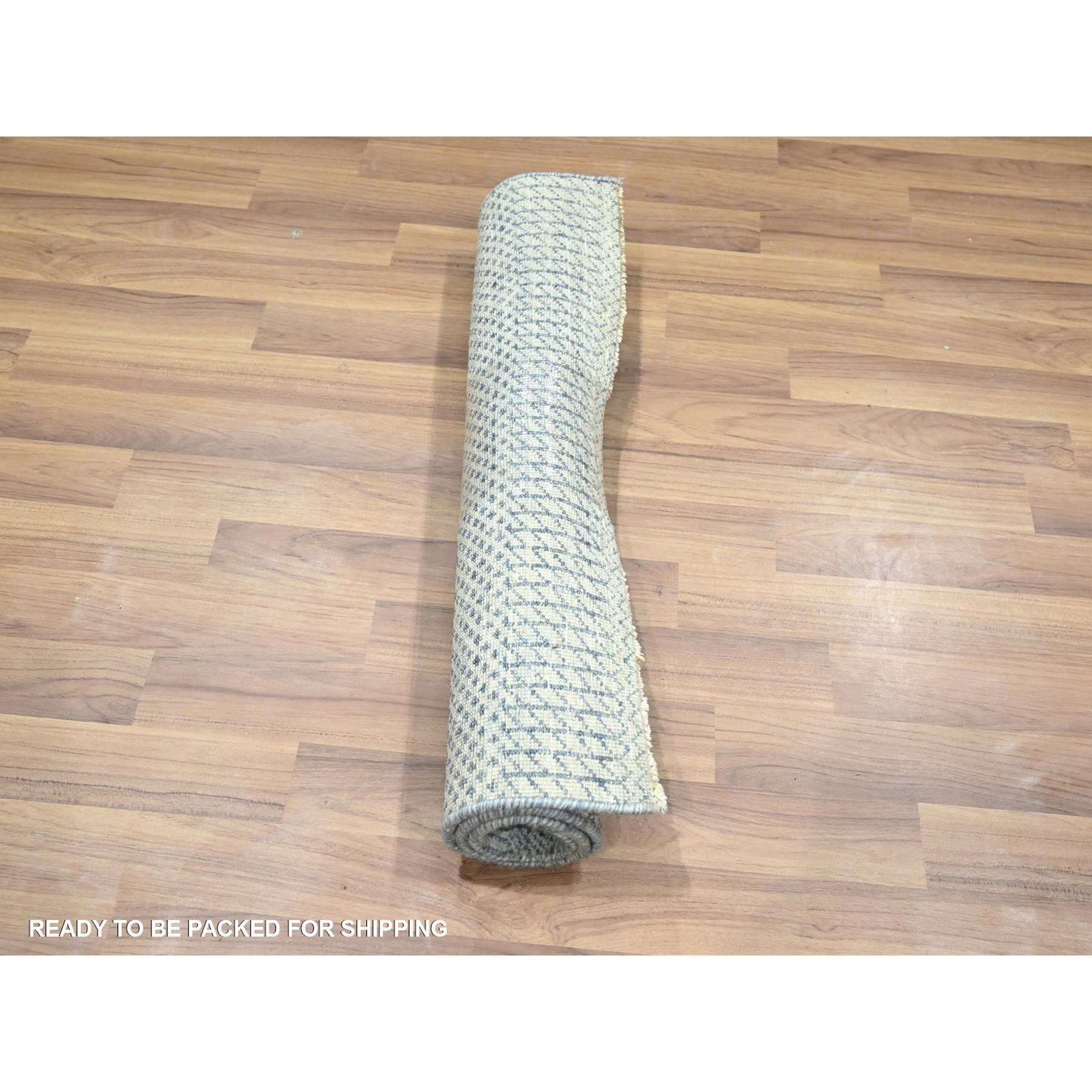 2'x3' Light Blue, Modern Grass Design, Hand Knotted, Wool with touch of Silk, Tone on Tone, Lush and Plush, Sample, Mat, Oriental Rug Sh76470