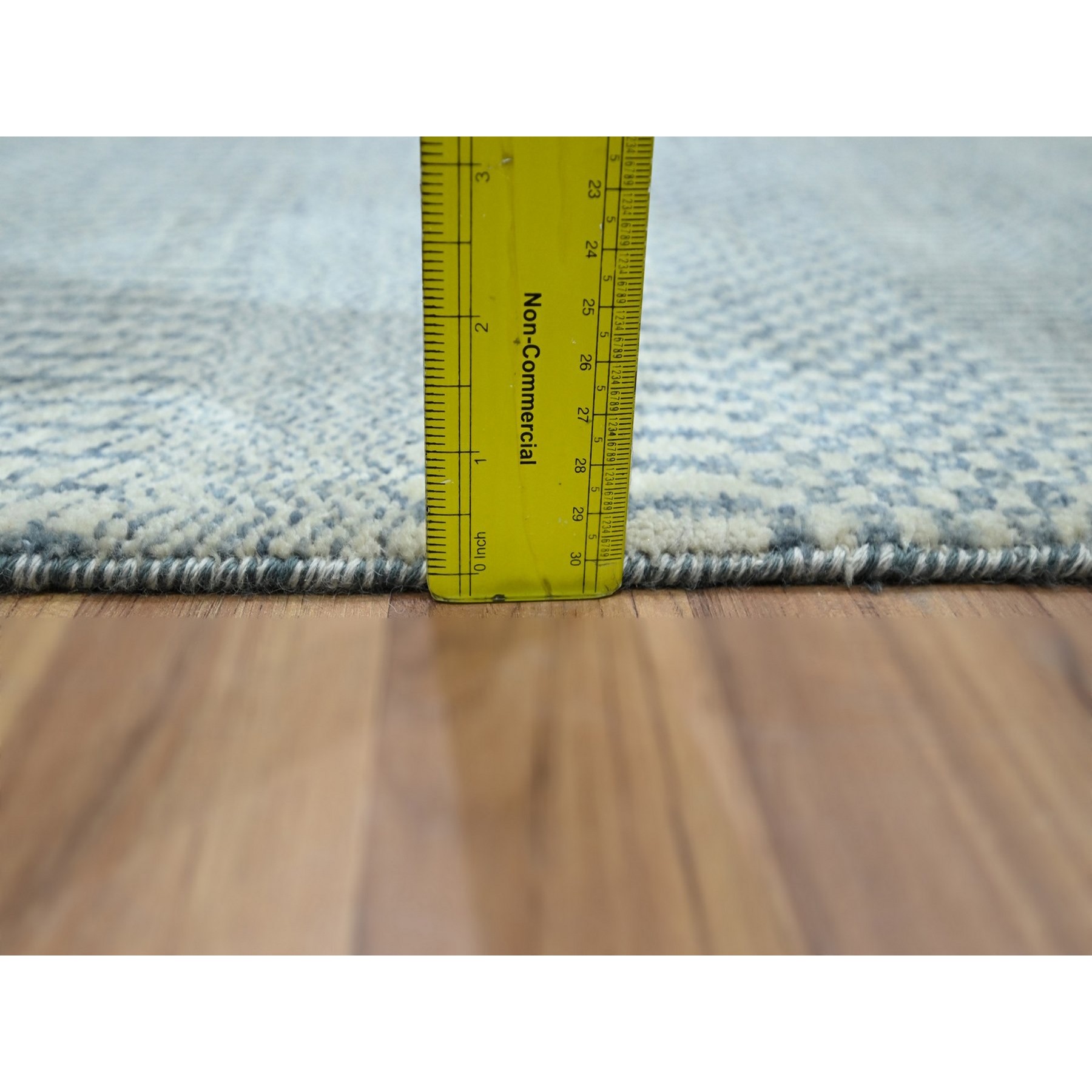 2'x3' Yonder Blue, Modern Grass Design, Tone on Tone, Hand Knotted, Wool with touch of Silk, Lush and Plush, Mat, Sample, Oriental Rug Sh76471