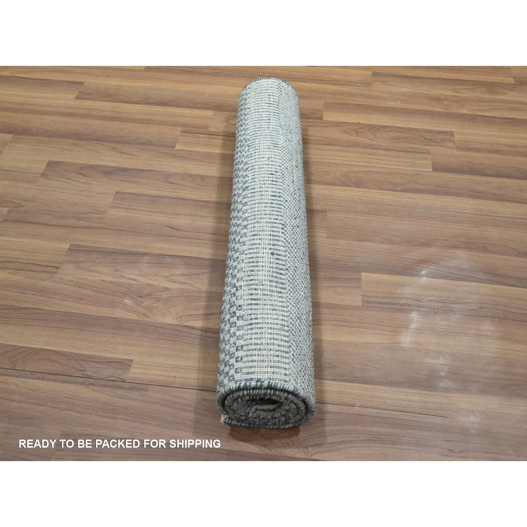 2'x3' Yonder Blue, Modern Grass Design, Tone on Tone, Hand Knotted, Wool with touch of Silk, Lush and Plush, Mat, Sample, Oriental Rug Sh76471