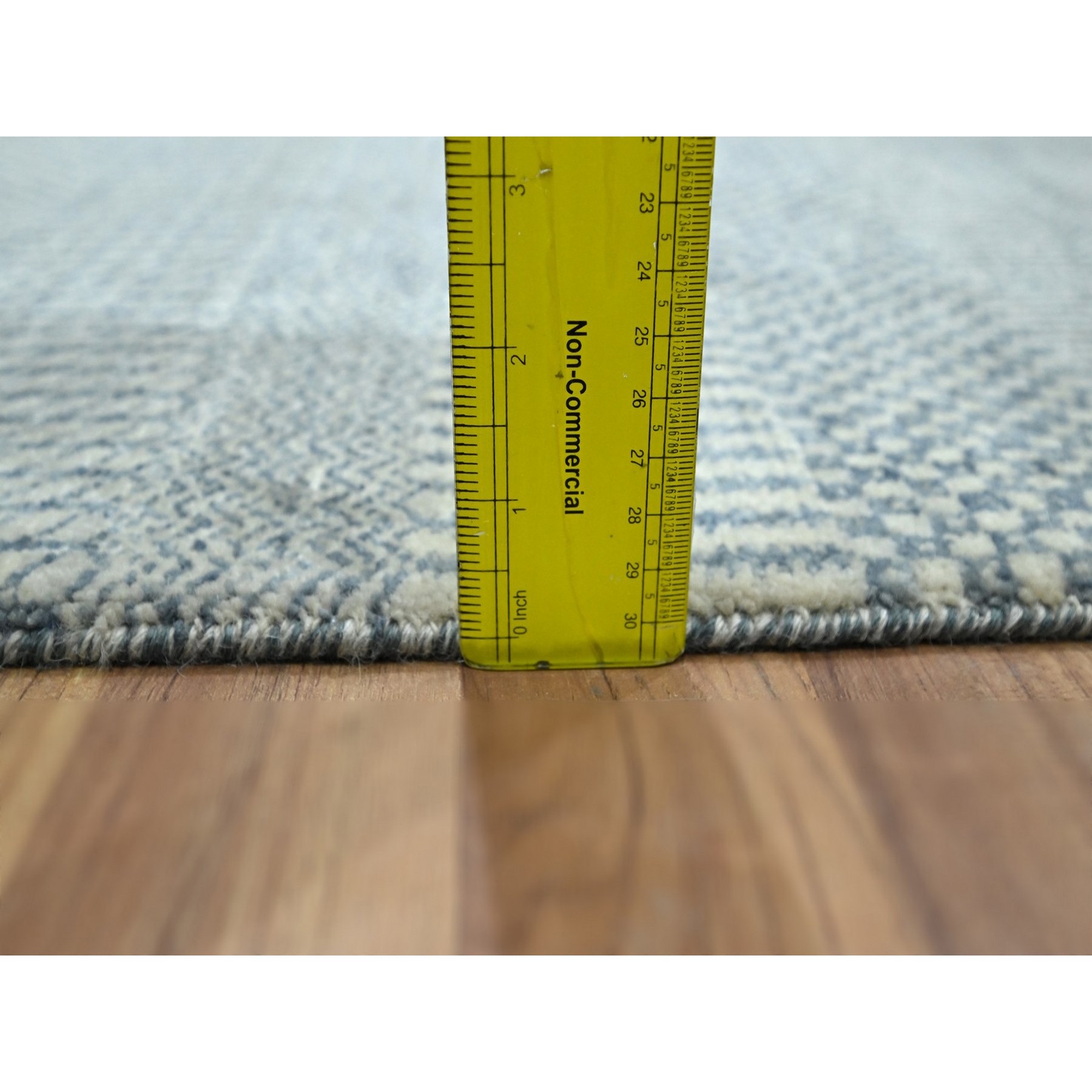 2'x3' Light Blue, Modern Grass Design, Hand Knotted, Wool with touch of Silk, Tone on Tone, Lush and Plush, Sample, Mat, Oriental Rug Sh76472