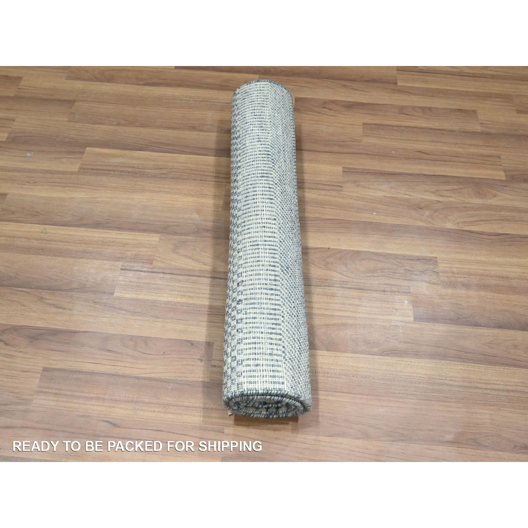 2'x3' Light Blue, Modern Grass Design, Hand Knotted, Wool with touch of Silk, Tone on Tone, Lush and Plush, Sample, Mat, Oriental Rug Sh76472