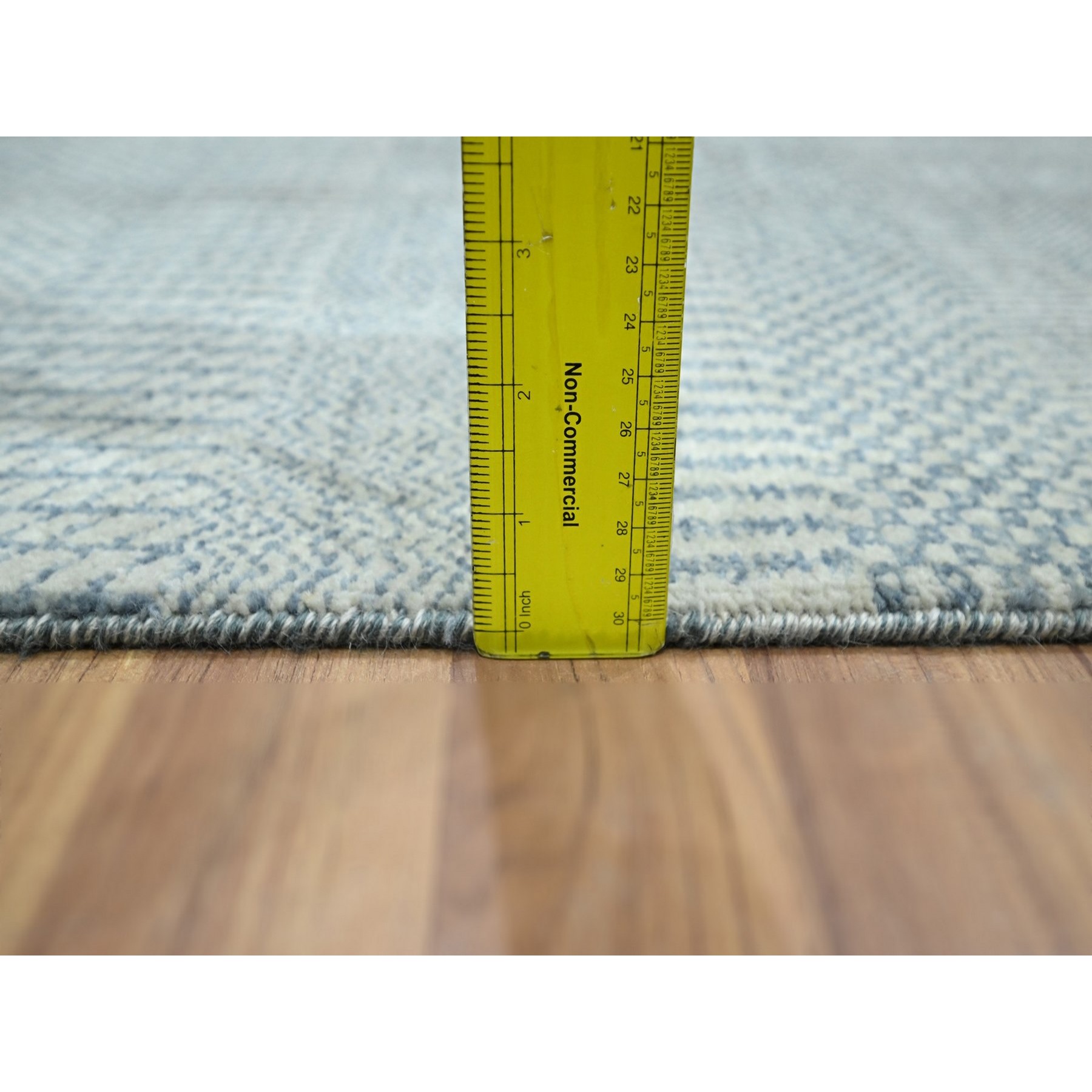 2'x3' Sapphire Blue, Wool with touch of Silk, Tone on Tone, Lush and Plush, Sample, Modern Grass Design, Hand Knotted, Mat, Oriental Rug Sh76473