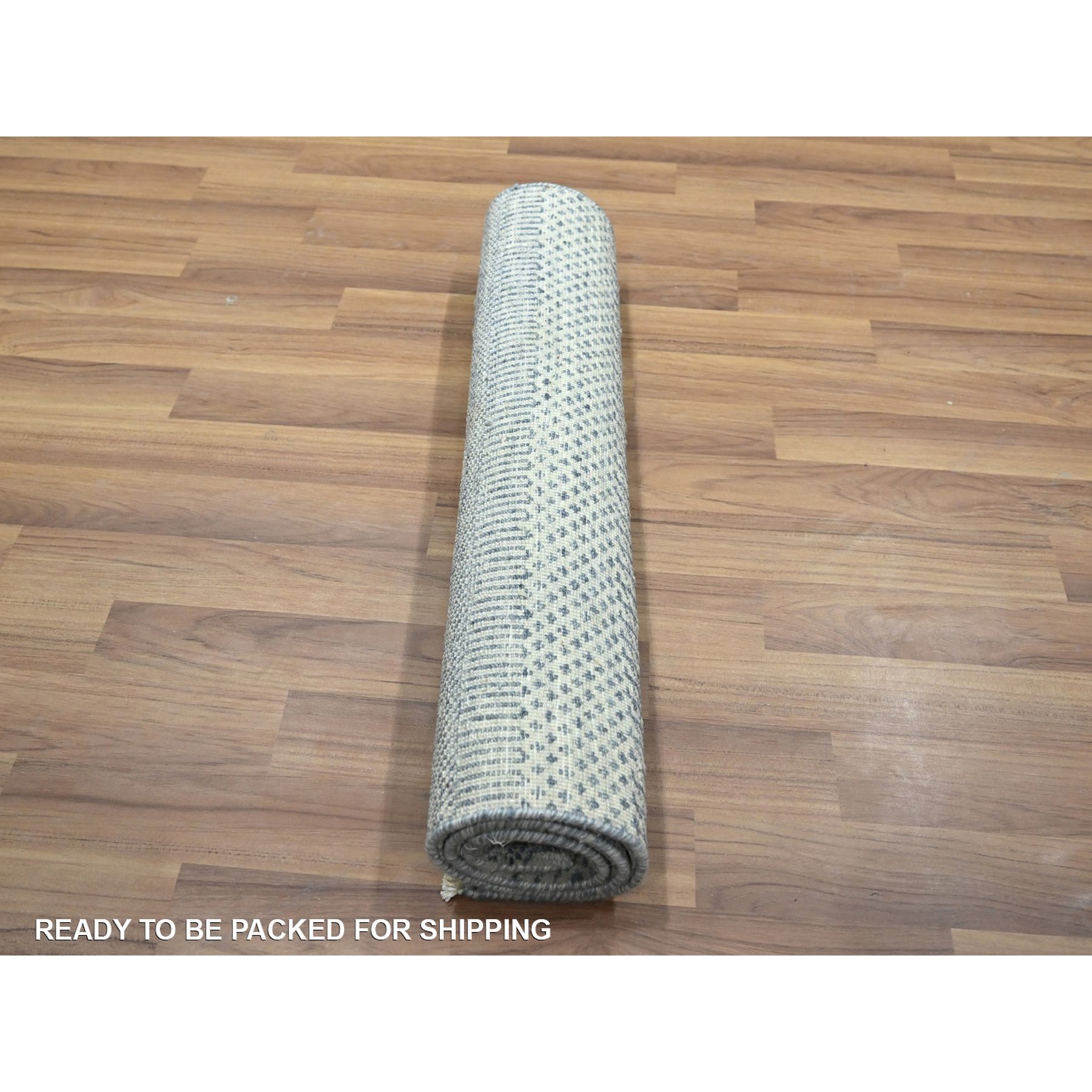 2'x3' Sky Blue, Modern Grass Design, Hand Knotted, Wool with touch of Silk, Tone on Tone, Lush and Plush, Sample, Mat, Oriental Rug Sh76474