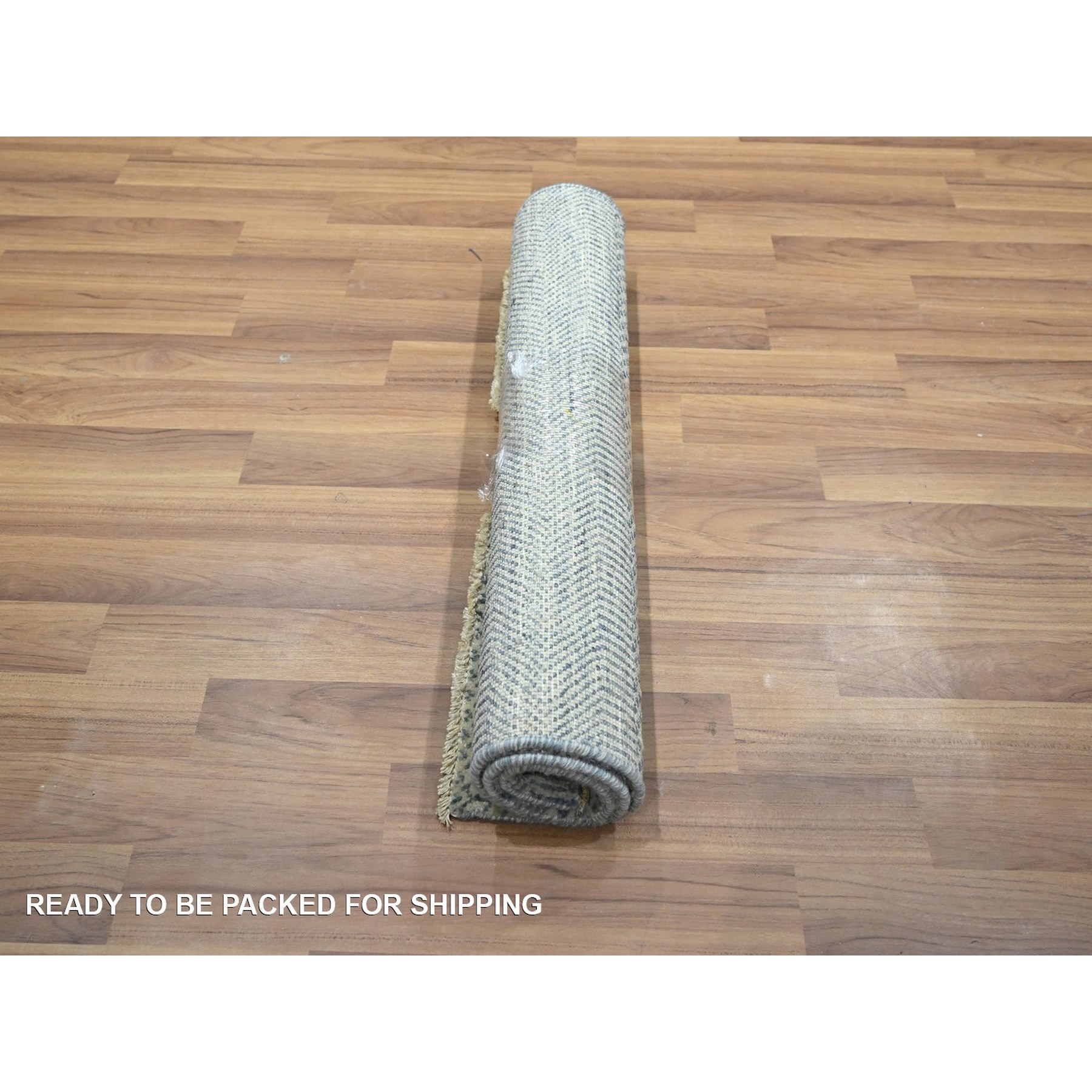 2'x3' Light Blue, Modern Grass Design, Hand Knotted, Wool with touch of Silk, Tone on Tone, Lush and Plush, Sample, Mat, Oriental Rug Sh76475