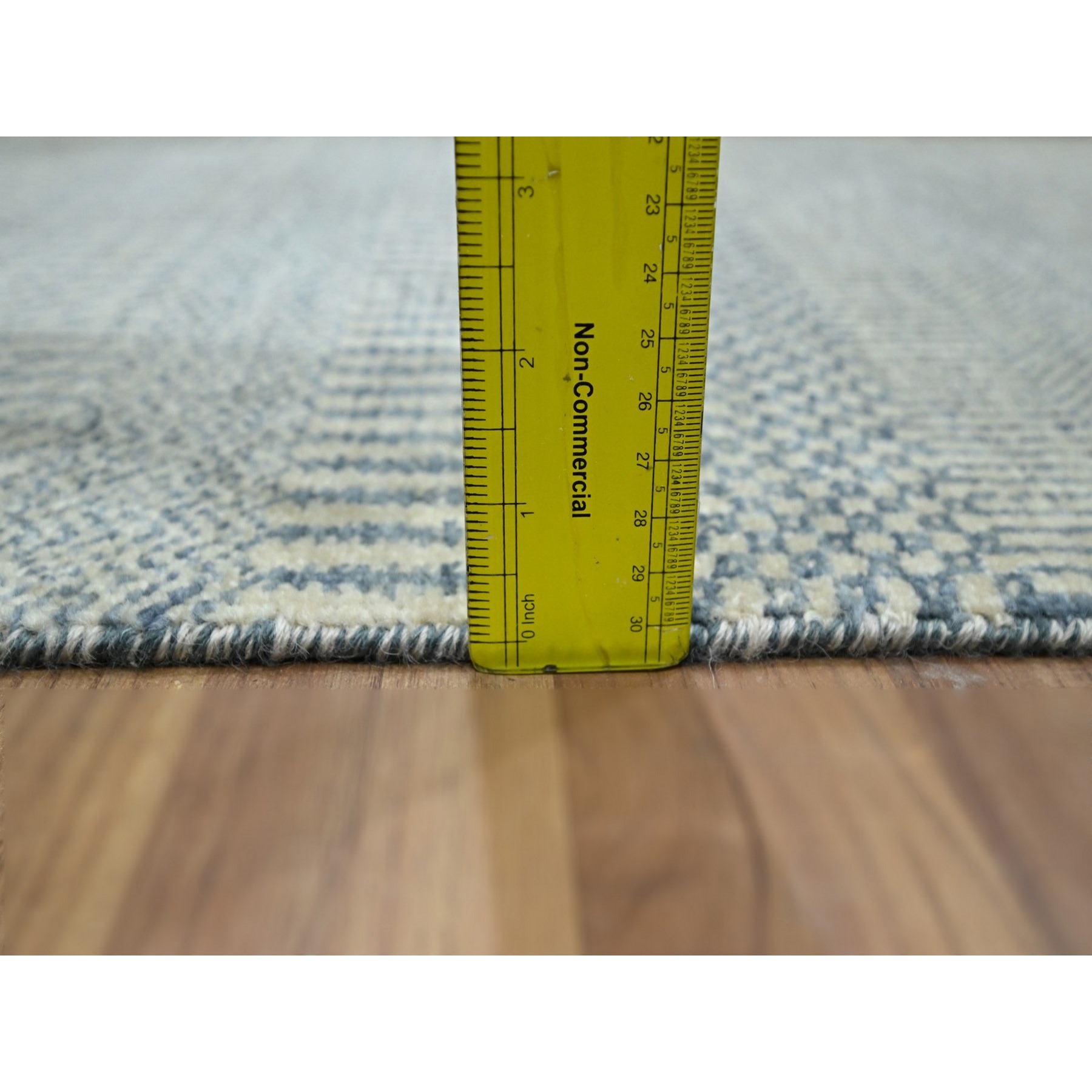 2'x3' Yonder Blue, Hand Knotted, Wool with touch of Silk, Tone on Tone, Lush and Plush, Modern Grass Design, Sample, Mat, Oriental Rug Sh76476