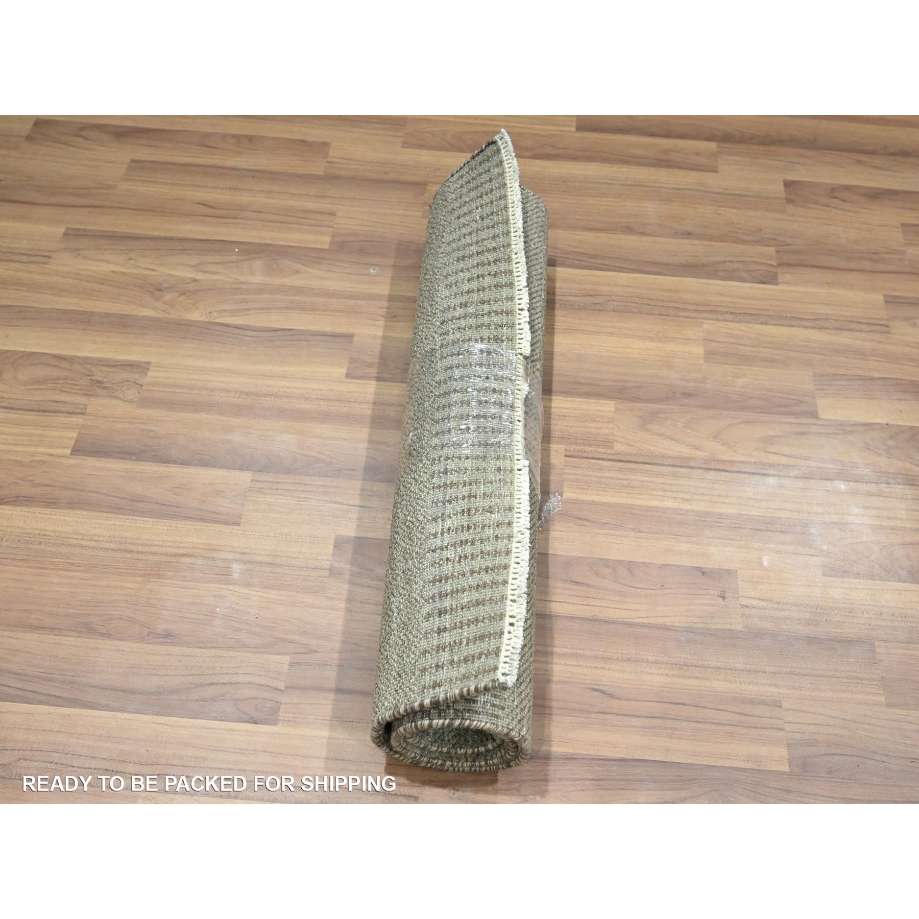 2'x3' Coffee Brown, Modern Grass Design, Hand Knotted, Wool with touch of Silk, Tone on Tone, Lush and Plush, Sample, Mat, Oriental Rug Sh76477