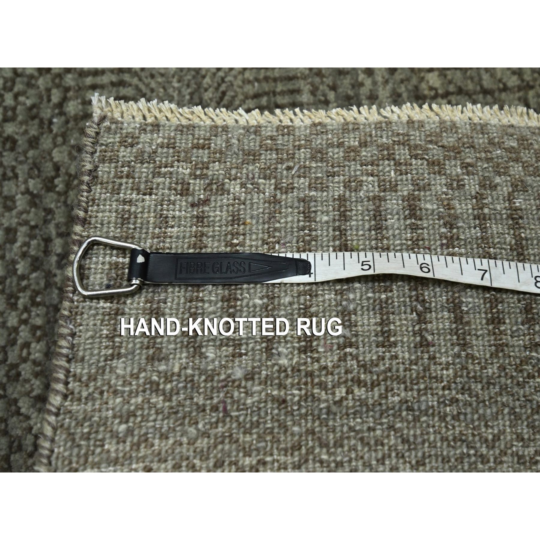 2'x3' Cedar Brown, Hand Knotted, Wool with touch of Silk, Tone on Tone, Lush and Plush, Sample, Modern Grass Design, Mat, Oriental Rug Sh76478