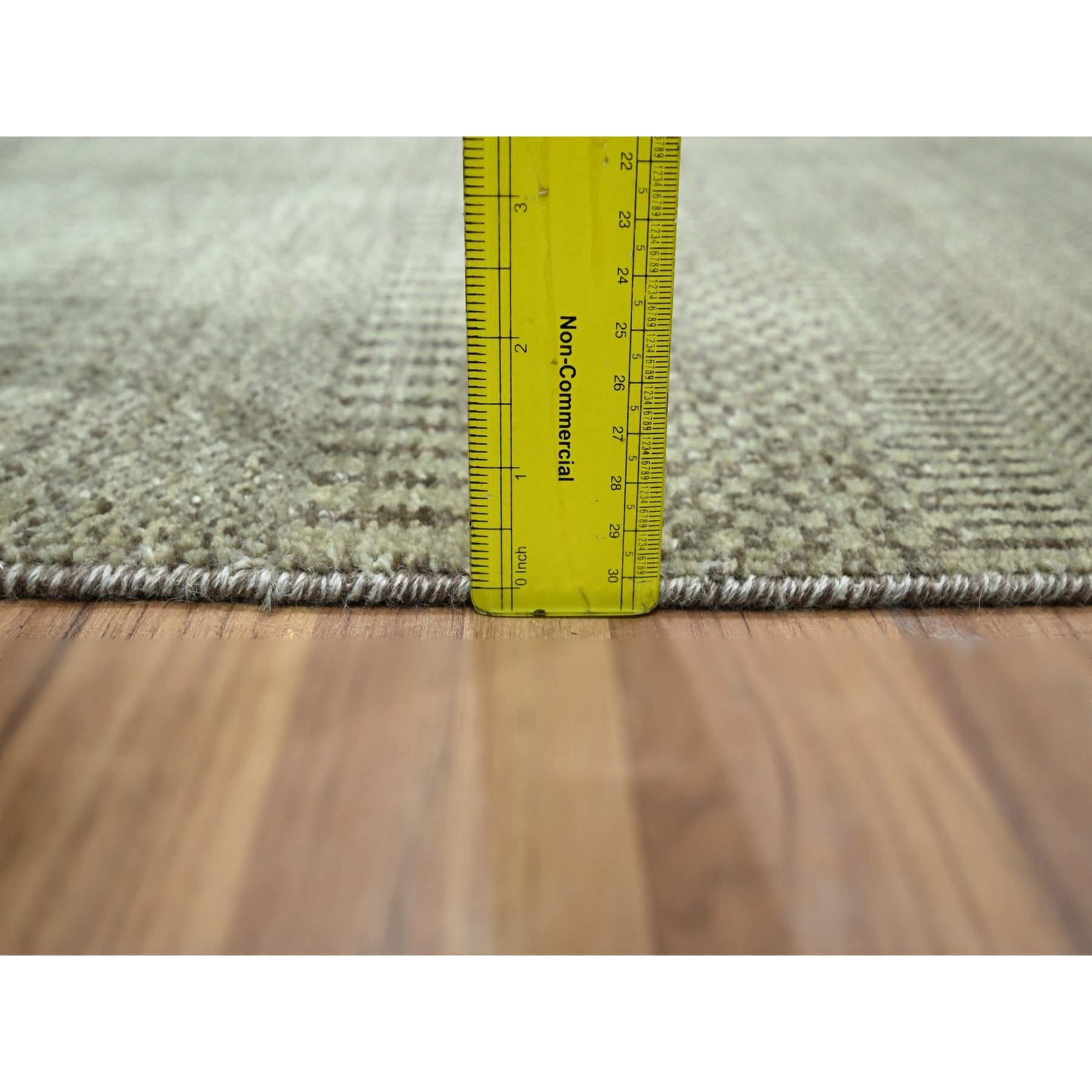 2'x3' Light Brown, Wool with touch of Silk, Tone on Tone, Lush and Plush, Sample, Modern Grass Design, Hand Knotted, Mat, Oriental Rug Sh76482