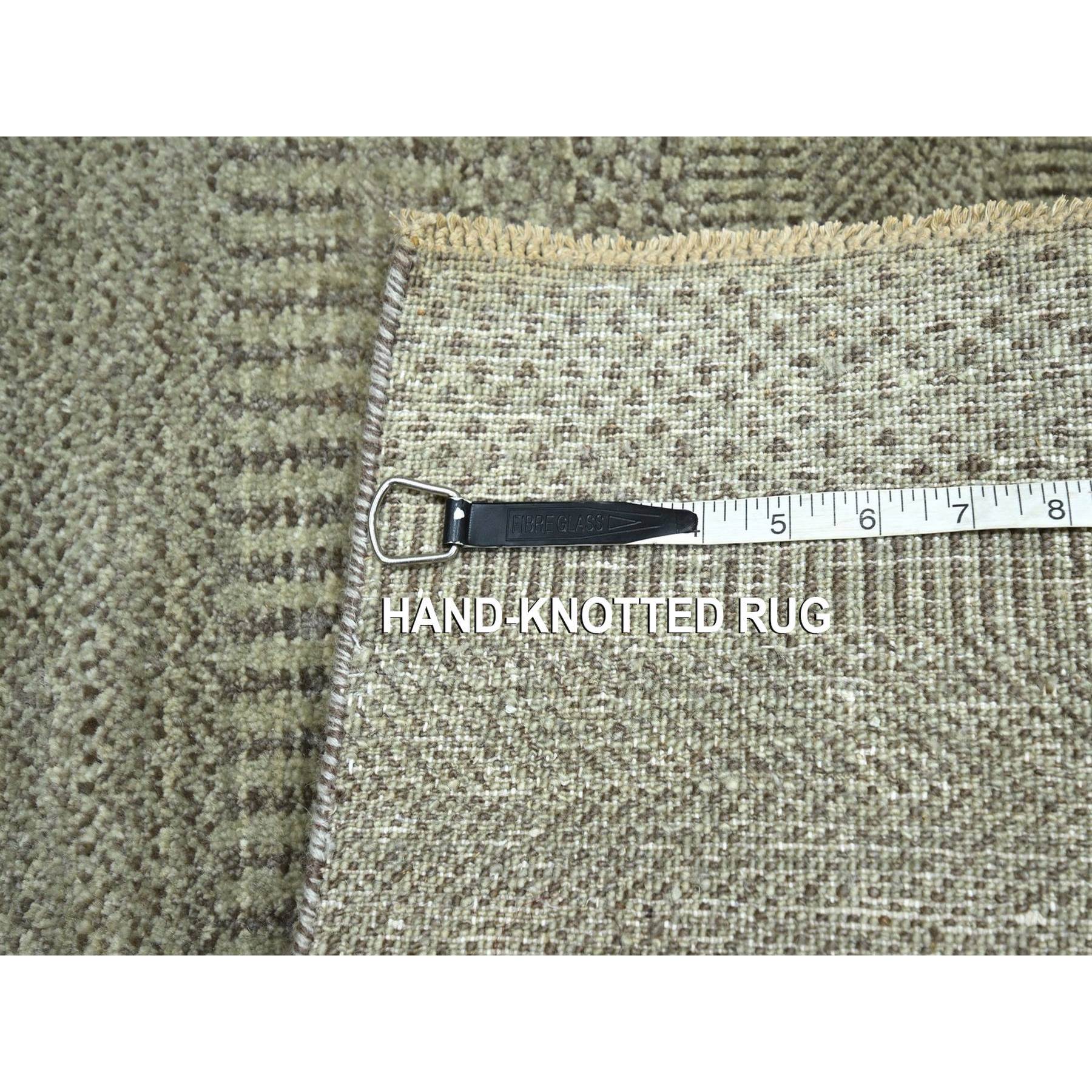 2'x3' Light Brown, Wool with touch of Silk, Tone on Tone, Lush and Plush, Sample, Modern Grass Design, Hand Knotted, Mat, Oriental Rug Sh76482