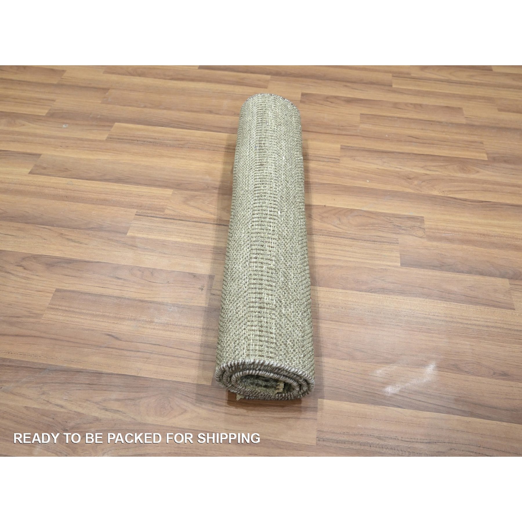 2'x3' Light Brown, Wool with touch of Silk, Tone on Tone, Lush and Plush, Sample, Modern Grass Design, Hand Knotted, Mat, Oriental Rug Sh76482