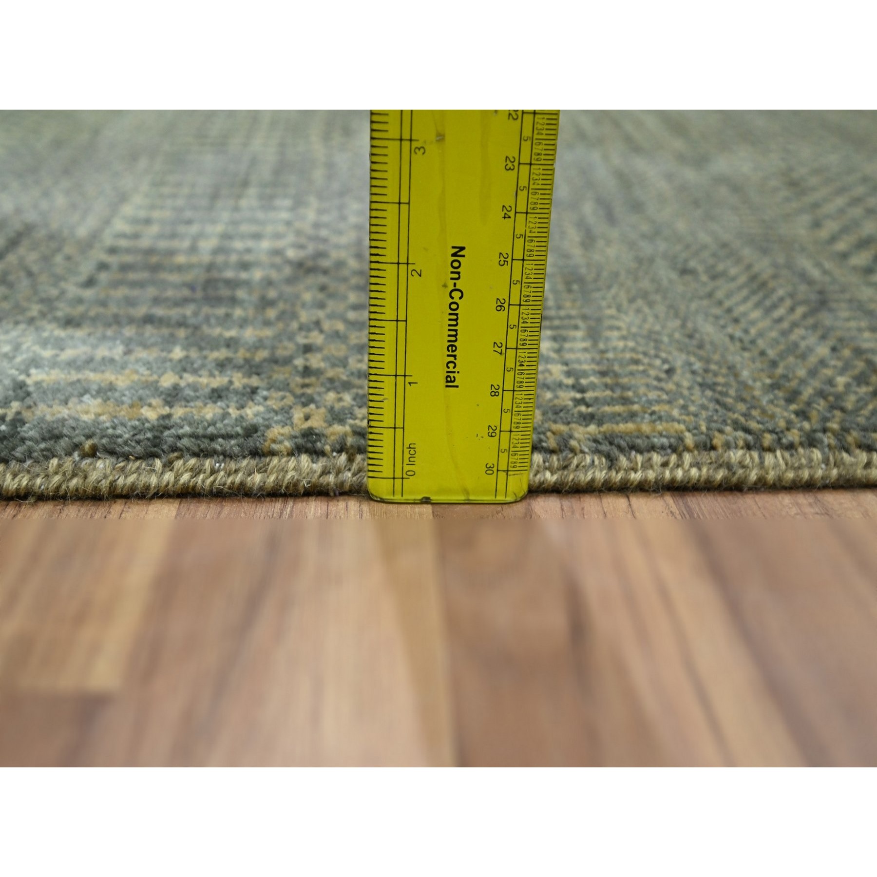2'x3' Umber Brown, Lush and Plush, Sample, Modern Grass Design, Tone on Tone, Hand Knotted, Wool with touch of Silk, Mat, Oriental Rug Sh76483