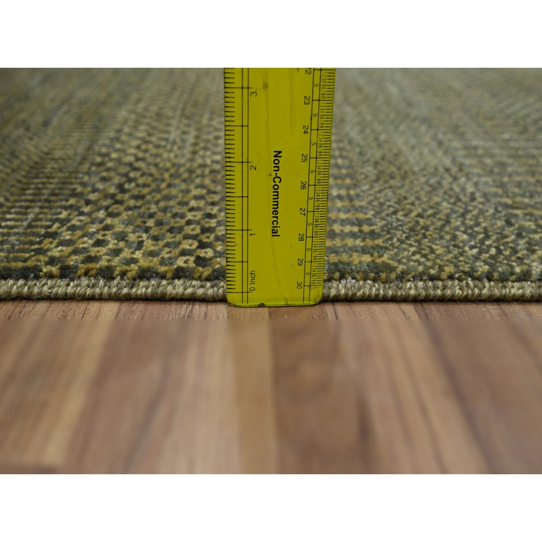 2'x3' Golden Brown, Tone on Tone, Lush and Plush, Sample, Modern Grass Design, Hand Knotted, Wool with touch of Silk, Mat, Oriental Rug Sh76484