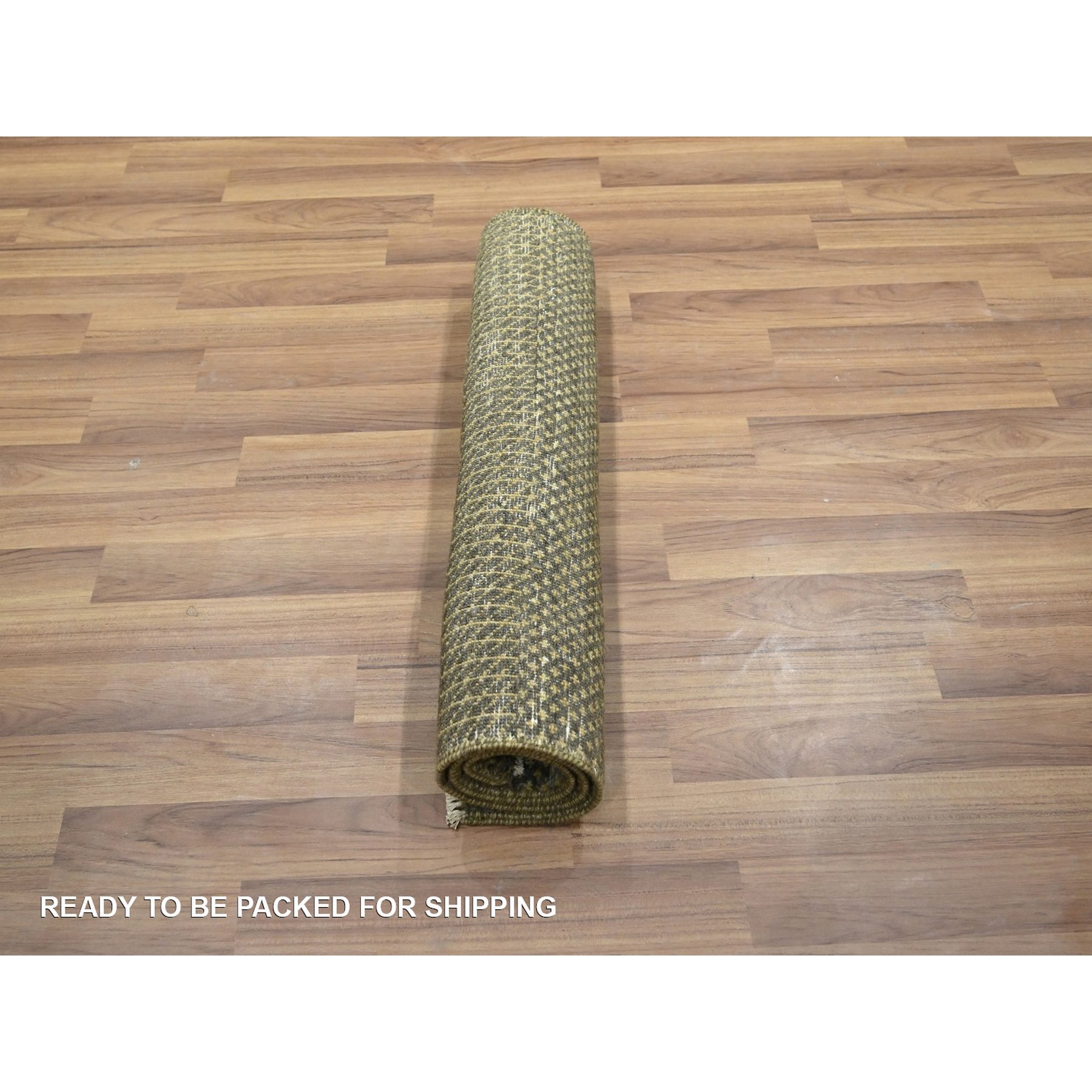 2'x3' Golden Brown, Tone on Tone, Lush and Plush, Sample, Modern Grass Design, Hand Knotted, Wool with touch of Silk, Mat, Oriental Rug Sh76484