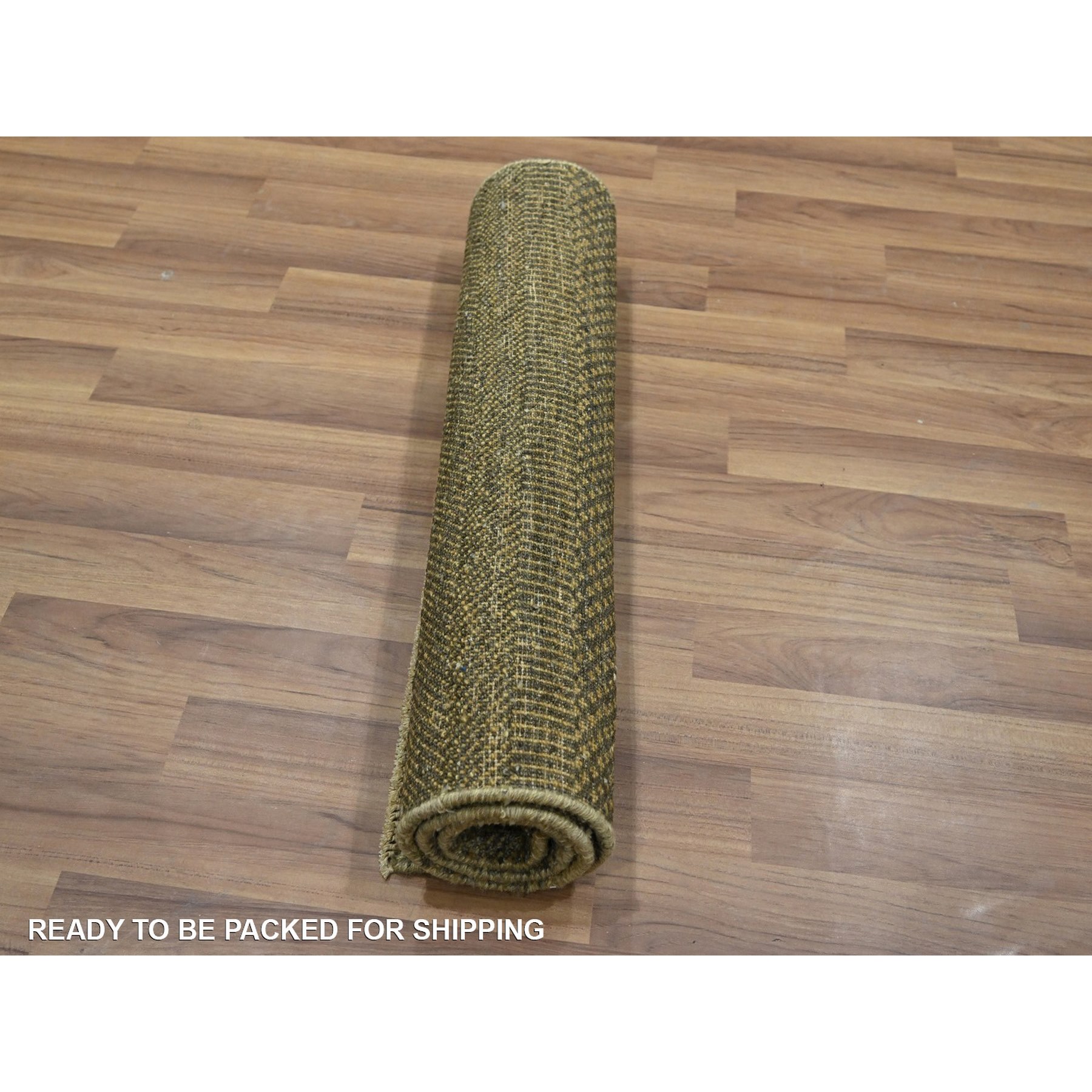 2'x3' Coffee Brown, Modern Grass Design, Hand Knotted, Wool with touch of Silk, Tone on Tone, Lush and Plush, Sample, Mat, Oriental Rug Sh76486