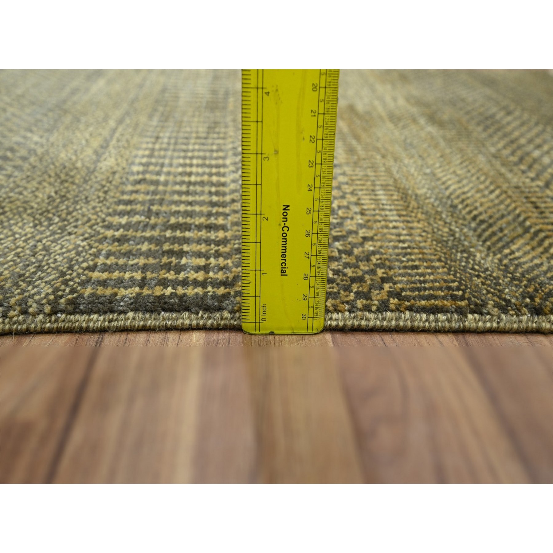 2'x3' Mocha Brown, Lush and Plush, Sample, Modern Grass Design, Hand Knotted, Wool with touch of Silk, Tone on Tone, Mat, Oriental Rug Sh76487
