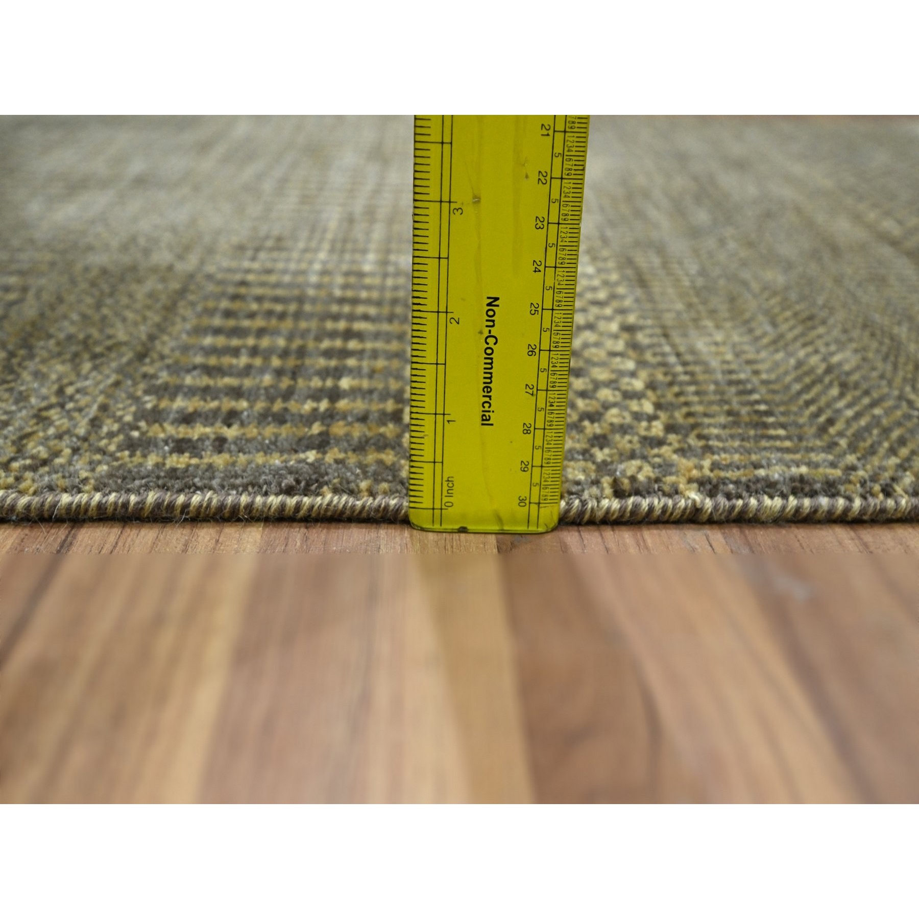 2'x3' Chocolate Brown, Hand Knotted, Wool with touch of Silk, Tone on Tone, Lush and Plush, Sample, Modern Grass Design, Mat, Oriental Rug Sh76488
