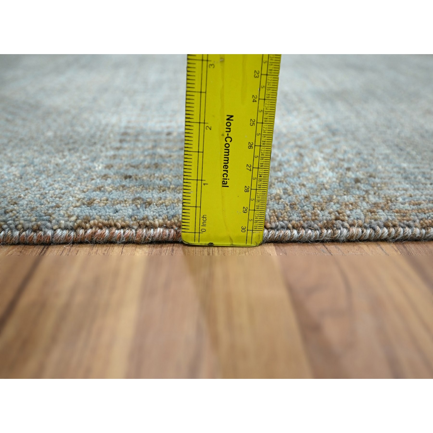 2'x3' Stone Blue, Wool with touch of Silk, Tone on Tone, Lush and Plush, Sample, Modern Grass Design, Hand Knotted, Mat, Oriental Rug Sh76489