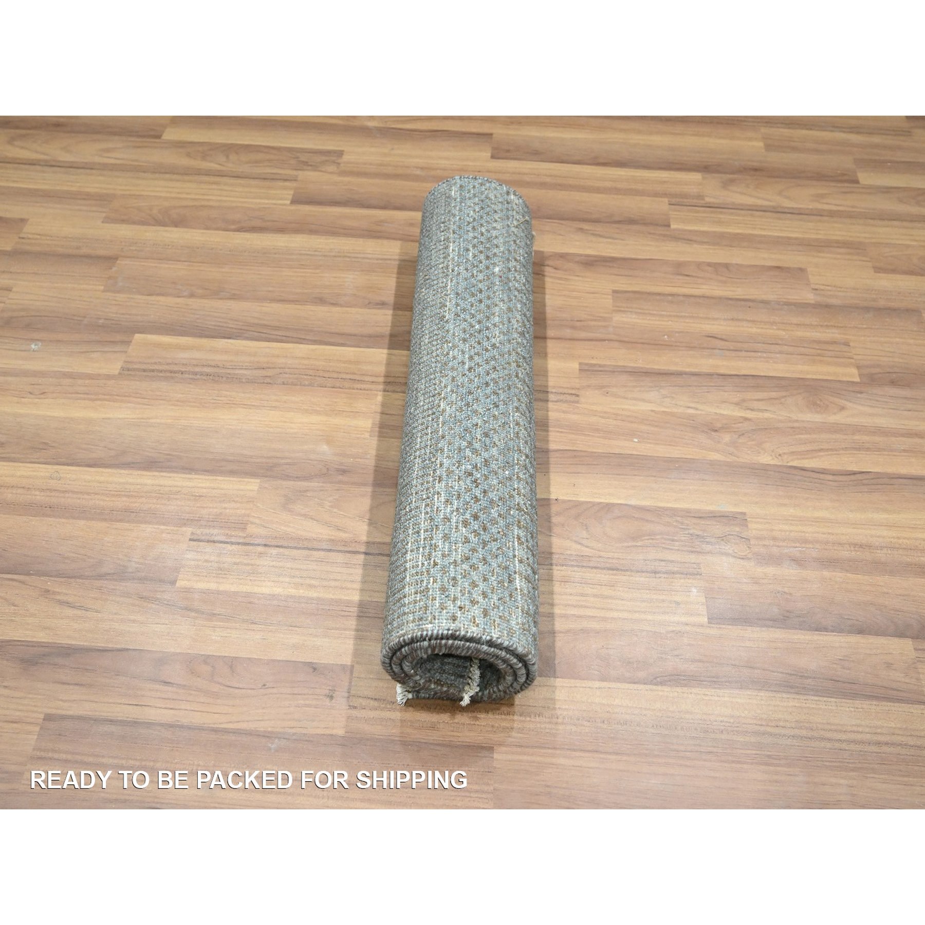 2'x3' Stone Blue, Modern Grass Design, Hand Knotted, Wool with touch of Silk, Tone on Tone, Lush and Plush, Sample, Mat, Oriental Rug Sh76490