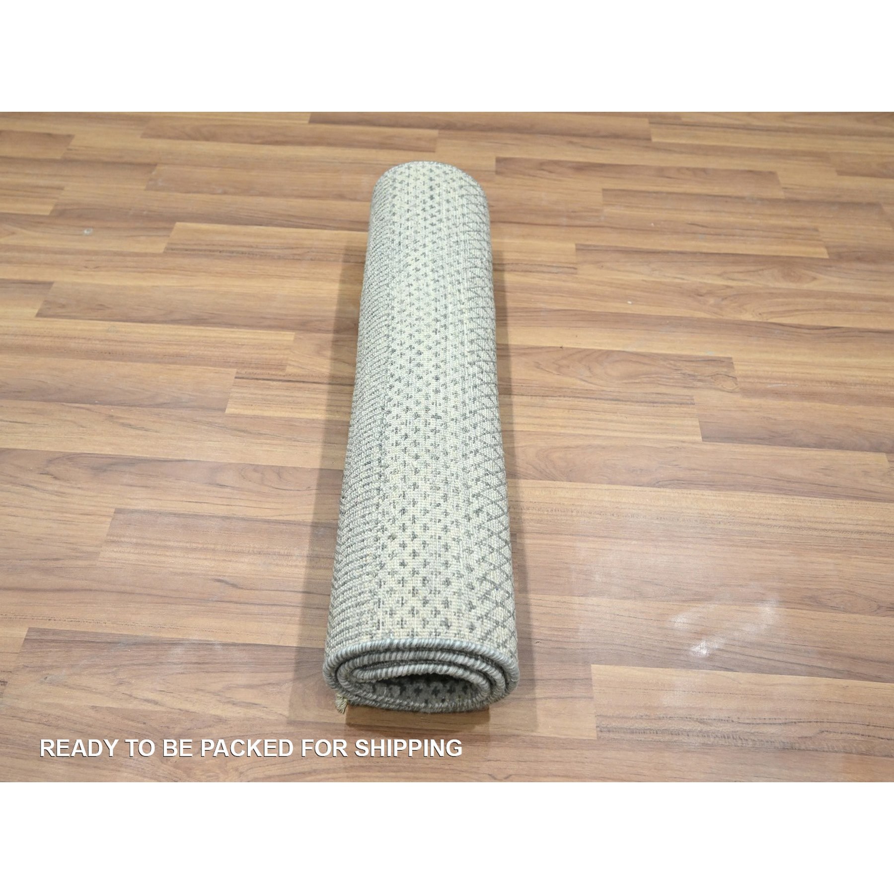 2'x3' Light Gray, Hand Knotted, Wool with touch of Silk, Tone on Tone, Lush and Plush, Sample, Modern Grass Design, Mat, Oriental Rug Sh76491