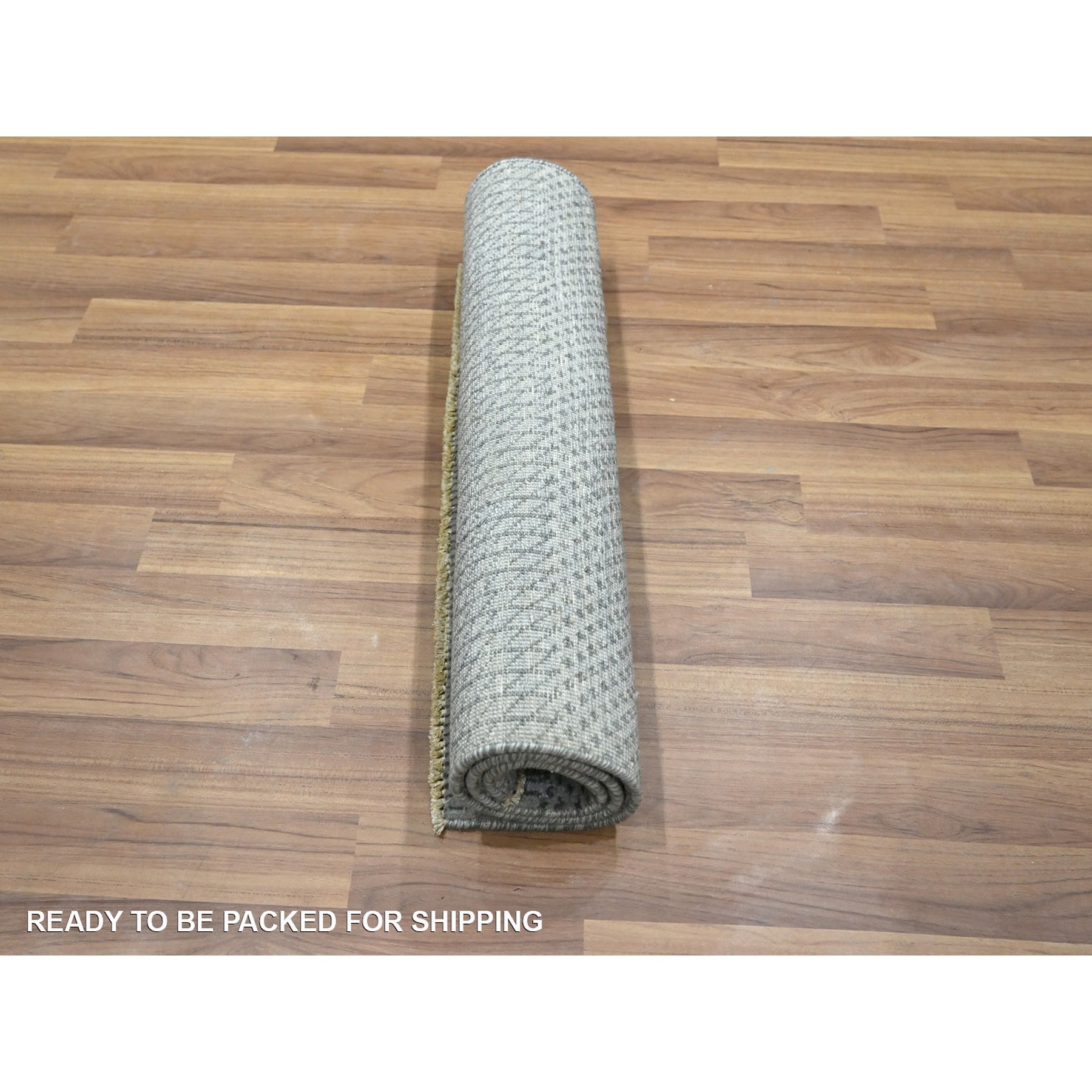 2'x3' Spanish Gray, Wool with touch of Silk, Tone on Tone, Lush and Plush, Hand Knotted, Modern Grass Design, Mat, Oriental Rug Sh76492