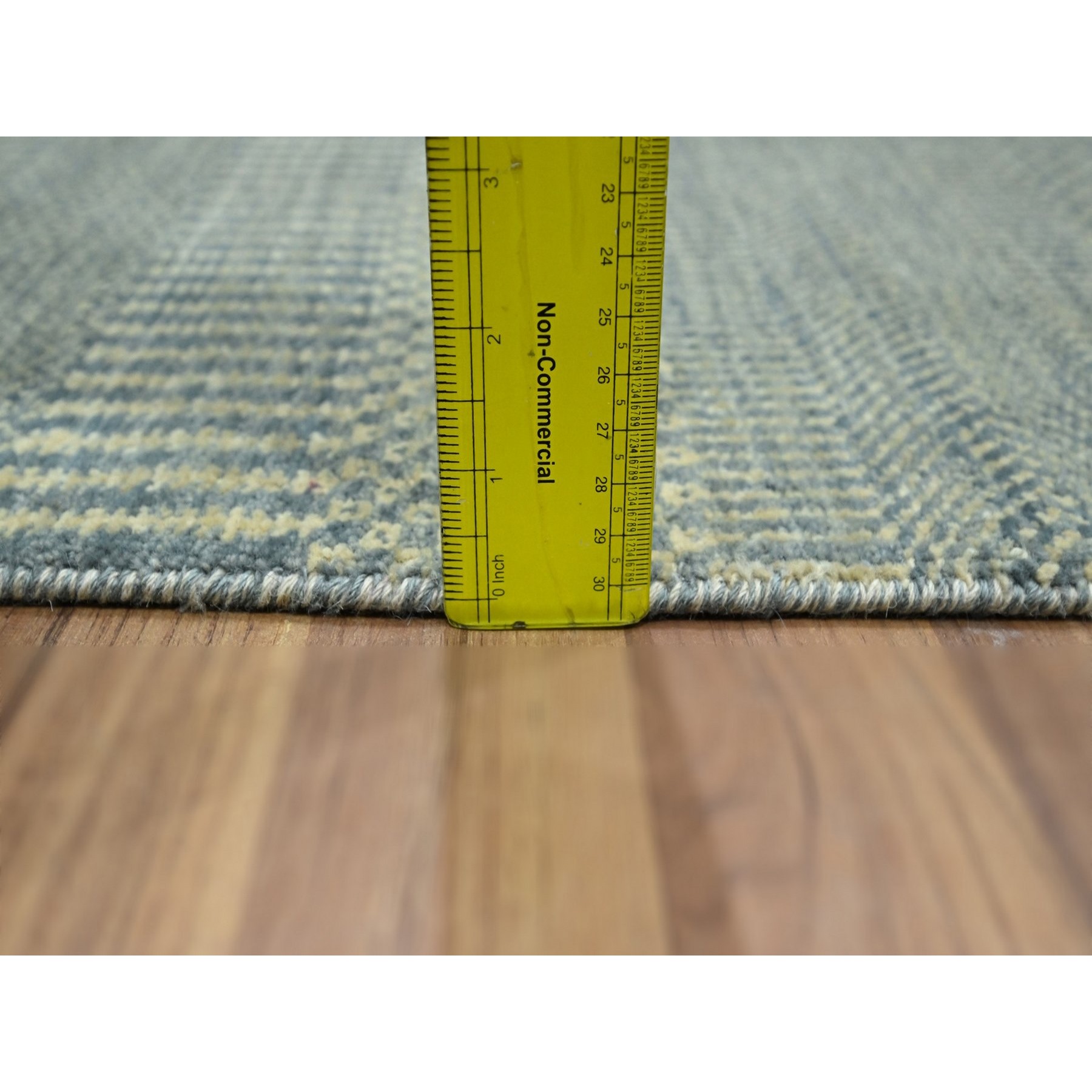 2'x3' Misty Gray, Modern Grass Design, Tone on Tone, Lush and Plush, Hand Knotted, Wool with touch of Silk, Sample, Mat, Oriental Rug Sh76493