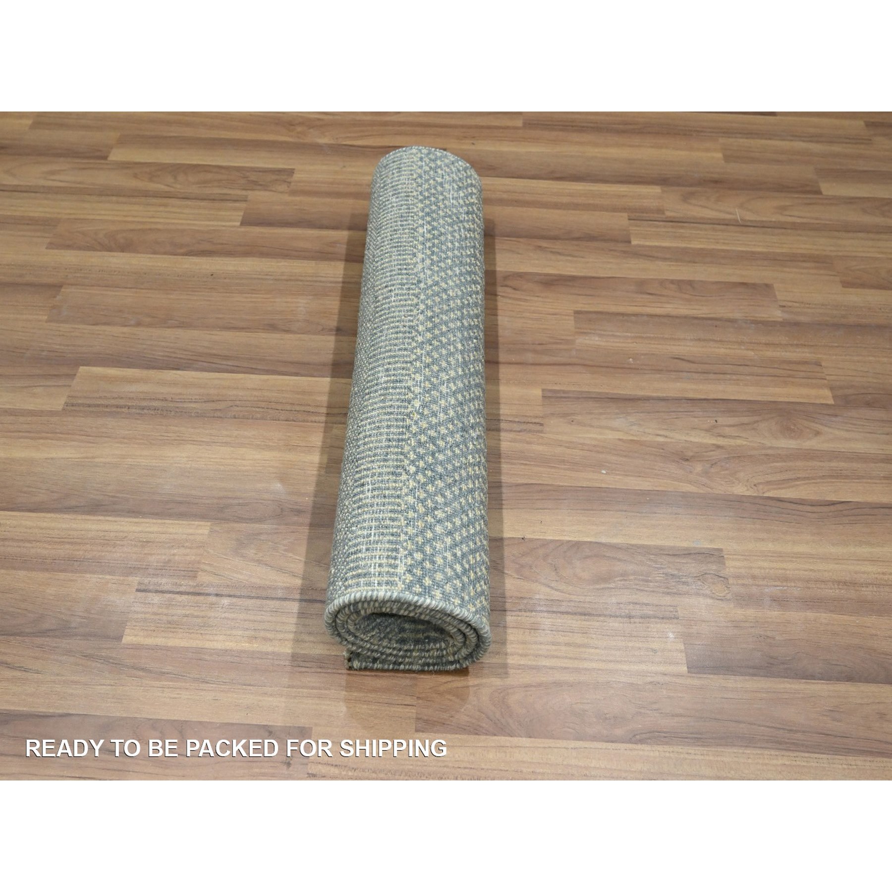 2'x3' Misty Gray, Modern Grass Design, Tone on Tone, Lush and Plush, Hand Knotted, Wool with touch of Silk, Sample, Mat, Oriental Rug Sh76493