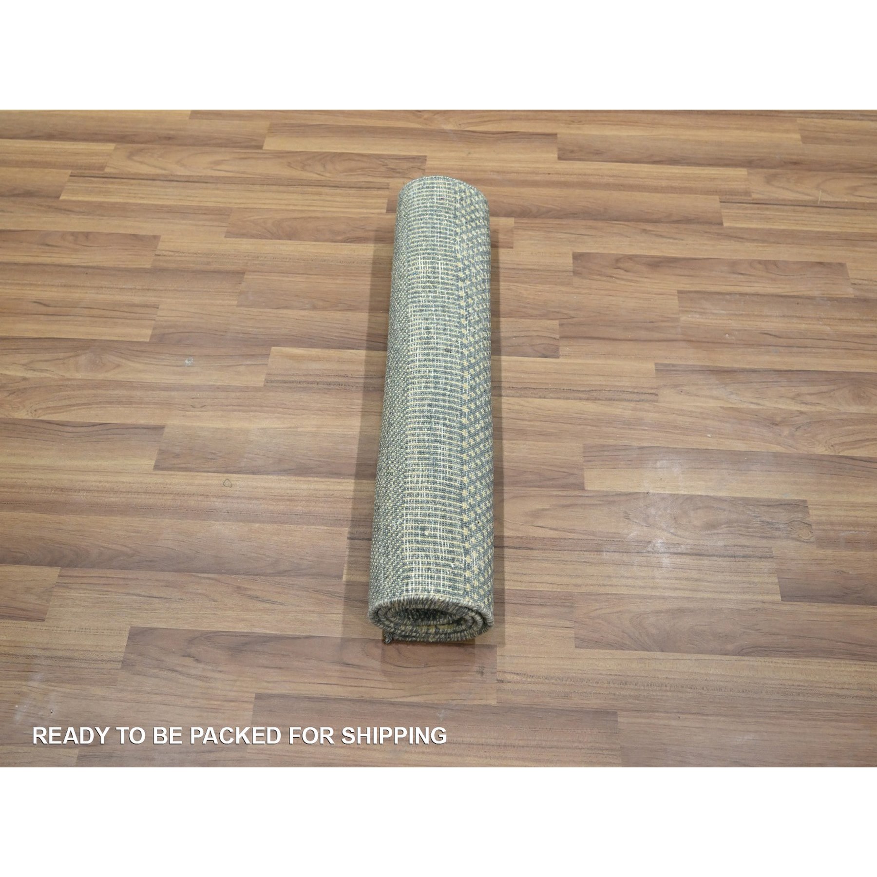 2'x3' Light Gray, Lush and Plush, Hand Knotted, Modern Grass Design, Wool with touch of Silk, Tone on Tone, Mat, Sample, Oriental Rug Sh76494