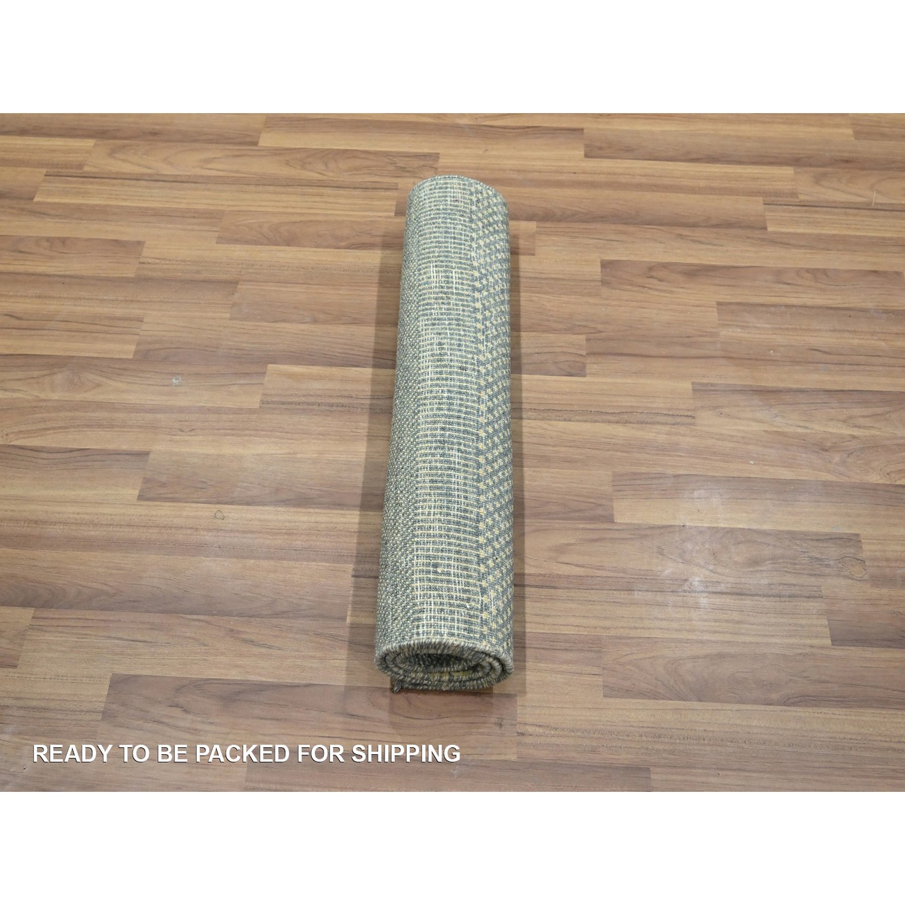 2'x3' Misty Gray, Hand Knotted, Modern Grass Design, Wool with touch of Silk, Tone on Tone, Lush and Plush, Mat, Sample, Oriental Rug Sh76495