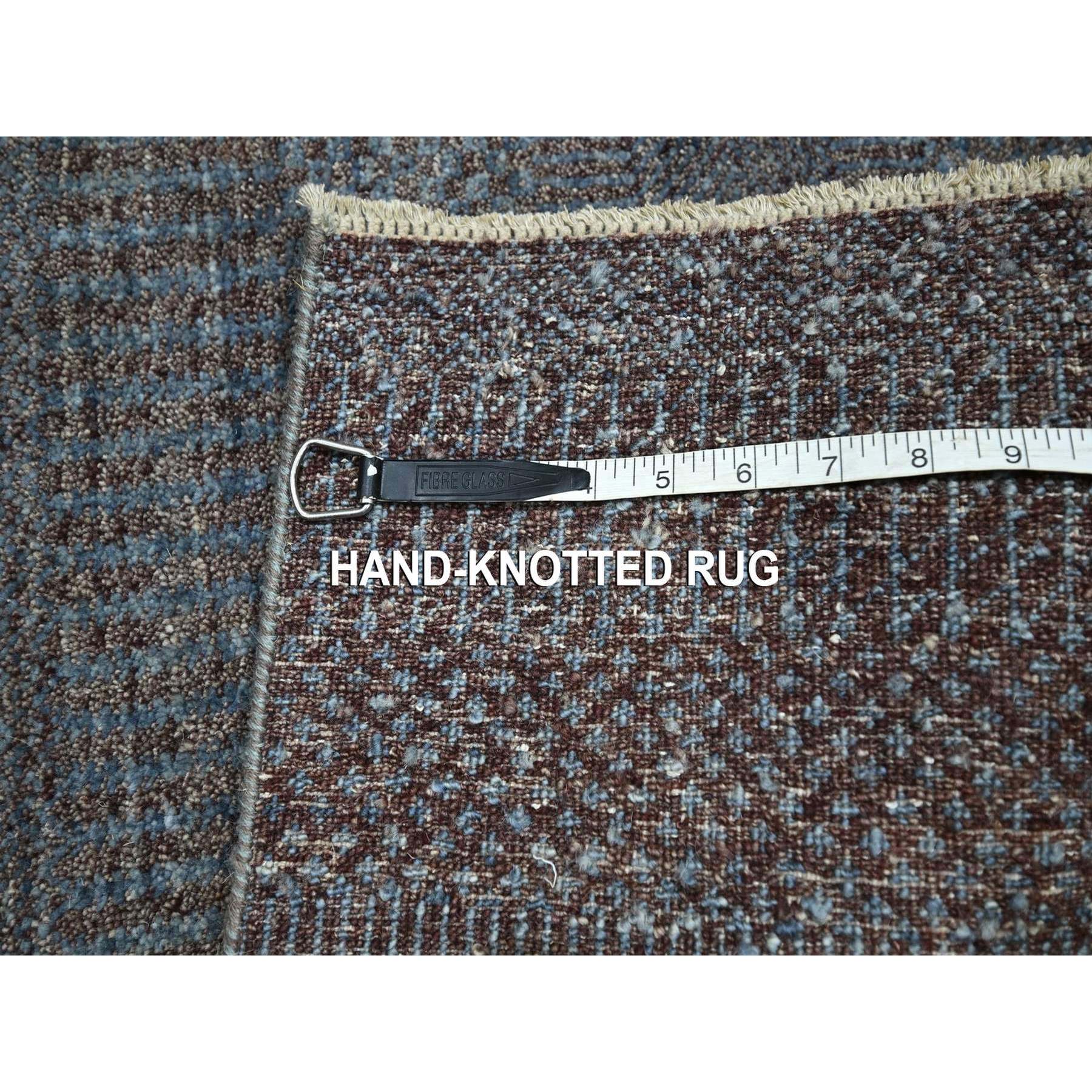 2'x3' Anchor Grey, Wool with touch of Silk, Tone on Tone, Lush and Plush, Hand Knotted, Modern Grass Design, Sample, Mat, Oriental Rug Sh76496