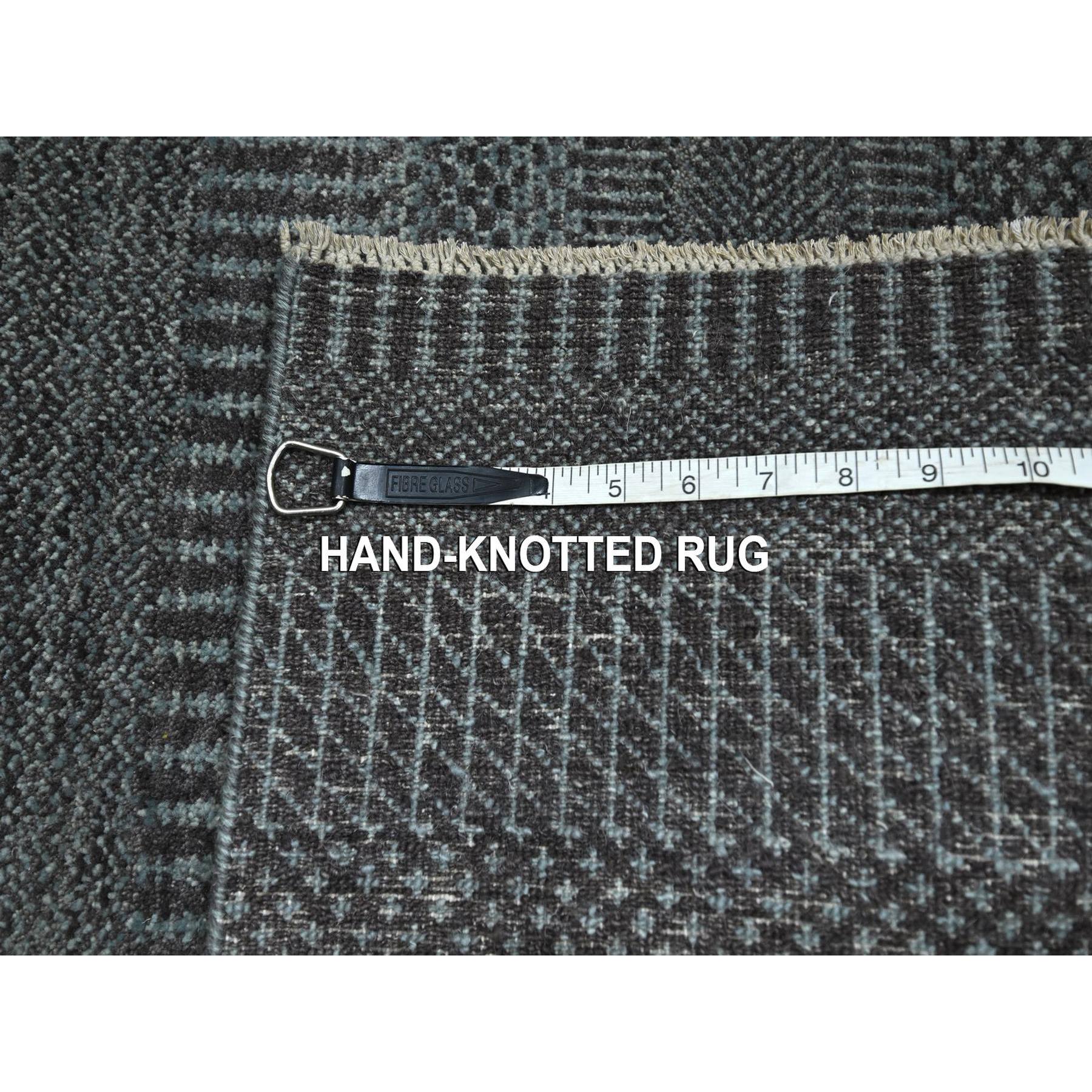 2'x3' Pewter Gray, Lush and Plush, Sample, Modern Grass Design, Tone on Tone, Hand Knotted, Wool with touch of Silk, Mat, Oriental Rug Sh76502