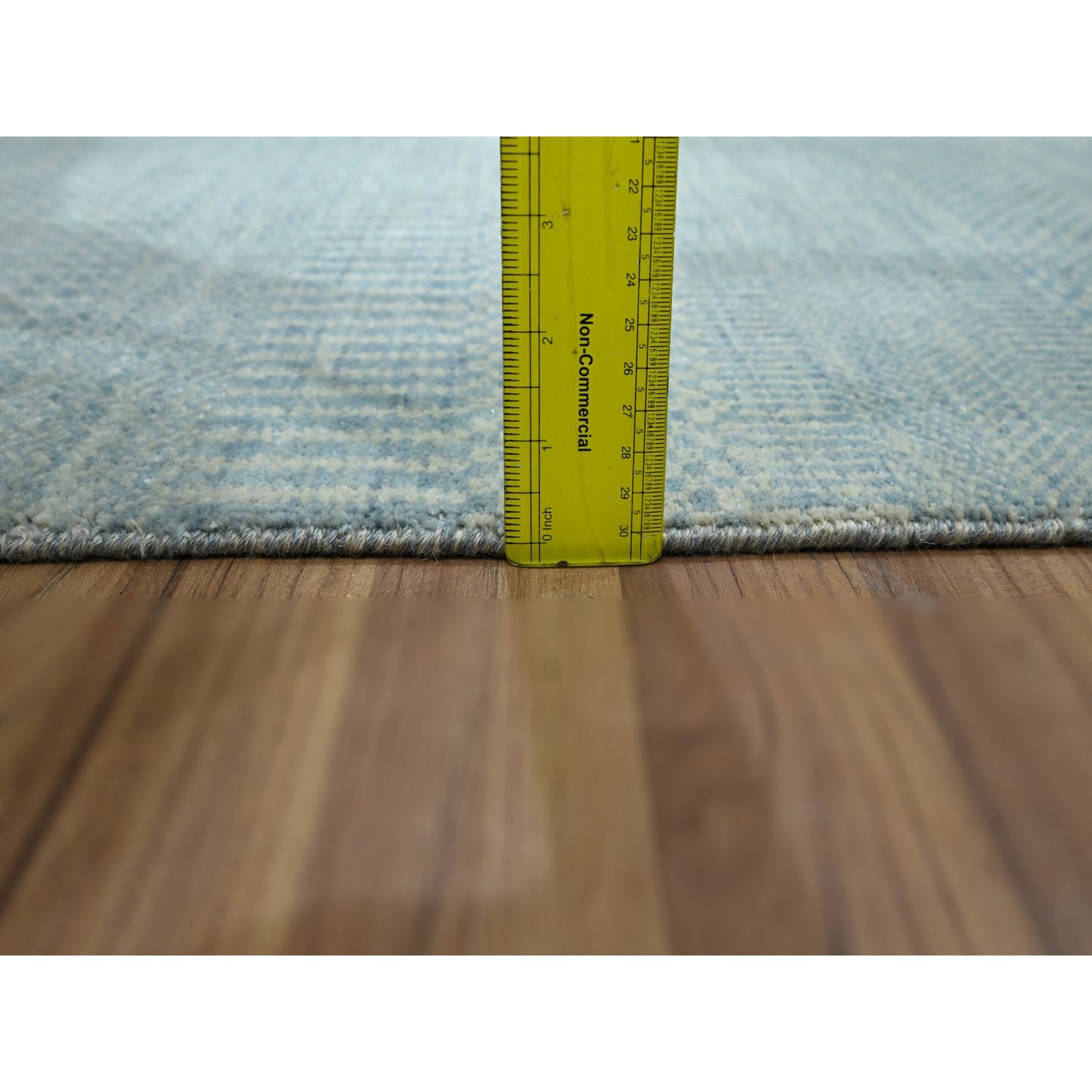 2'x3' Light Blue, Lush and Plush, Sample, Modern Grass Design, Tone on Tone, Hand Knotted, Wool with touch of Silk, Mat, Oriental Rug Sh76506
