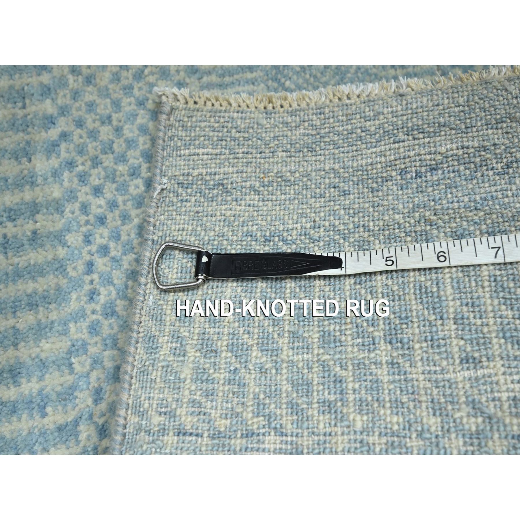 2'x3' Light Blue, Lush and Plush, Sample, Modern Grass Design, Tone on Tone, Hand Knotted, Wool with touch of Silk, Mat, Oriental Rug Sh76506